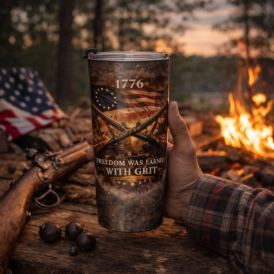 1776 – American Freedom Was Earned With Grit Tumbler