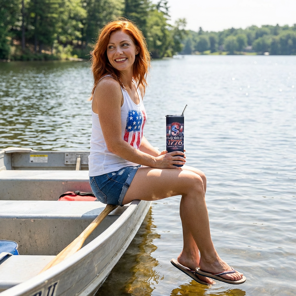 USA Party Like It’s 1776 Stainless Steel Straw Tumbler – 20oz Patriotic Drinkware - Image 9