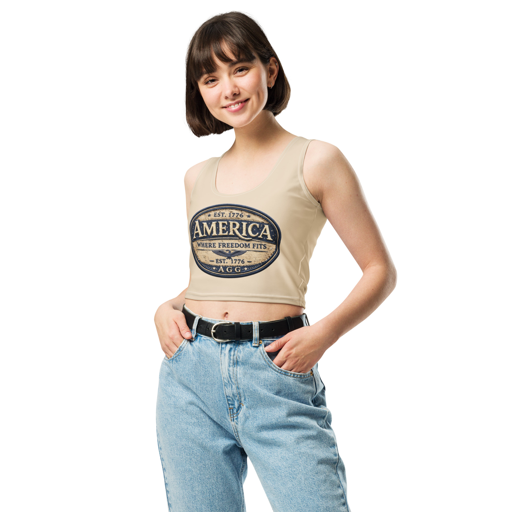 American Heritage – Where Freedom Fits Women’s Crop Top - Image 5