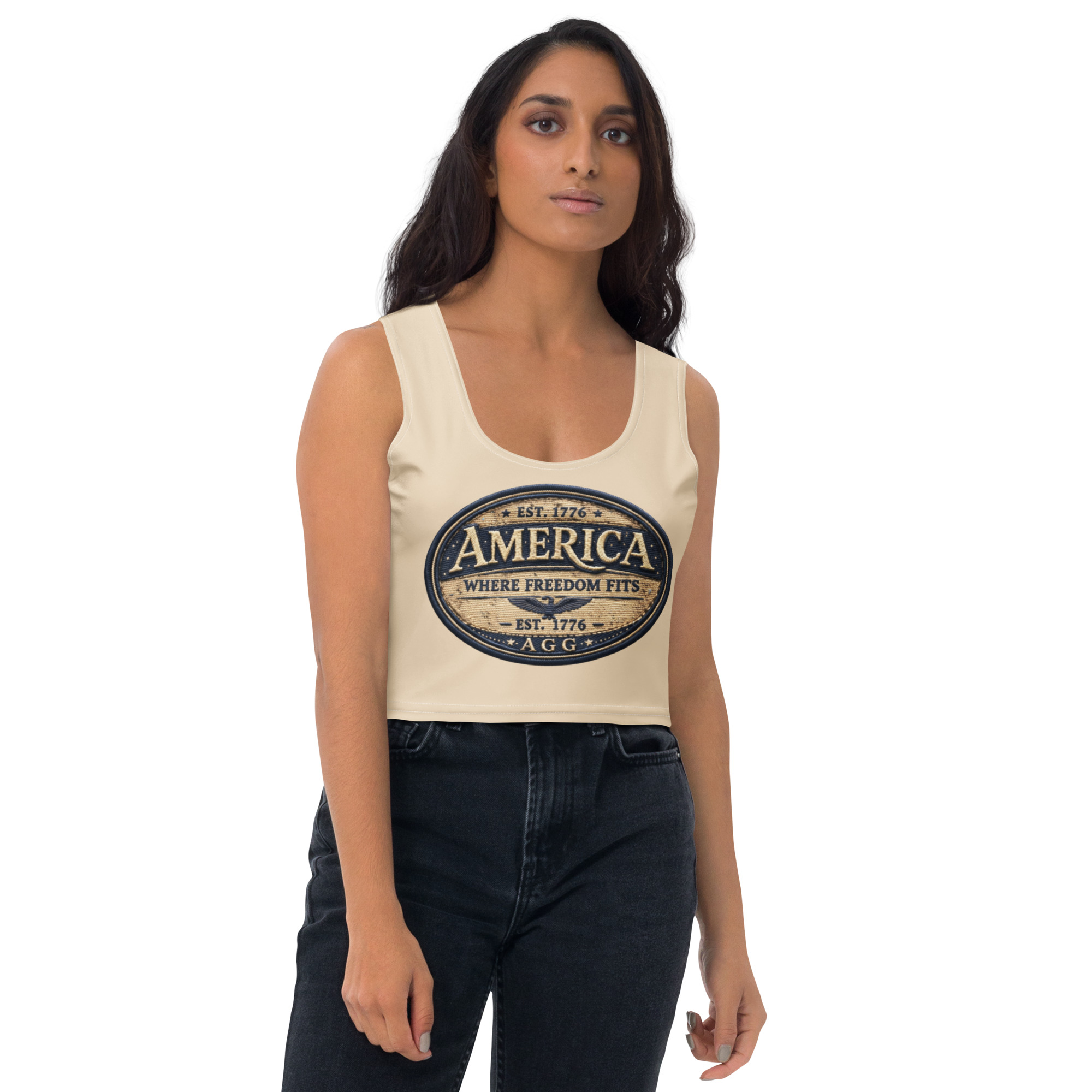 American Heritage – Where Freedom Fits Women’s Crop Top - Image 6
