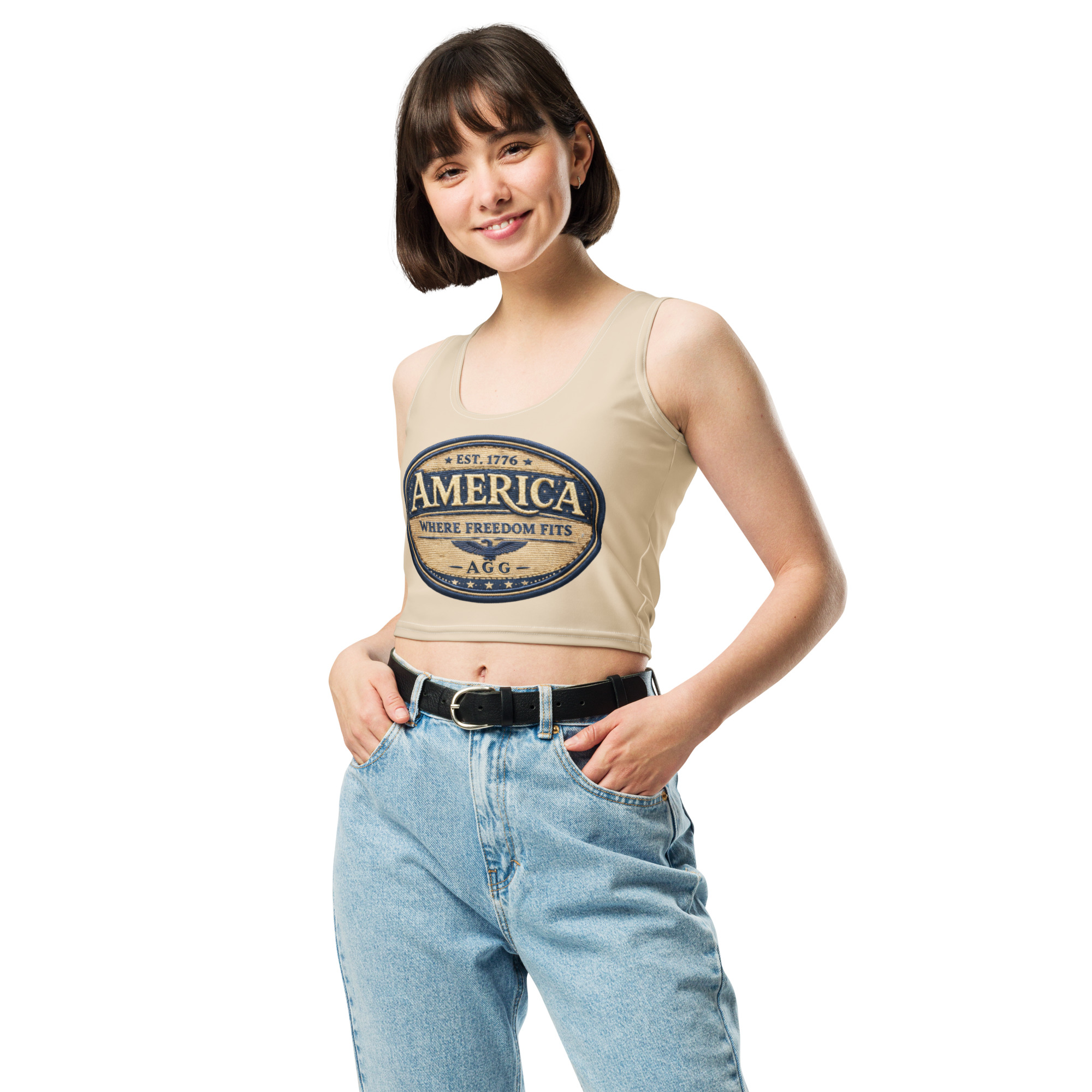 American Heritage – Where Freedom Fits Women’s Crop Top - Image 18