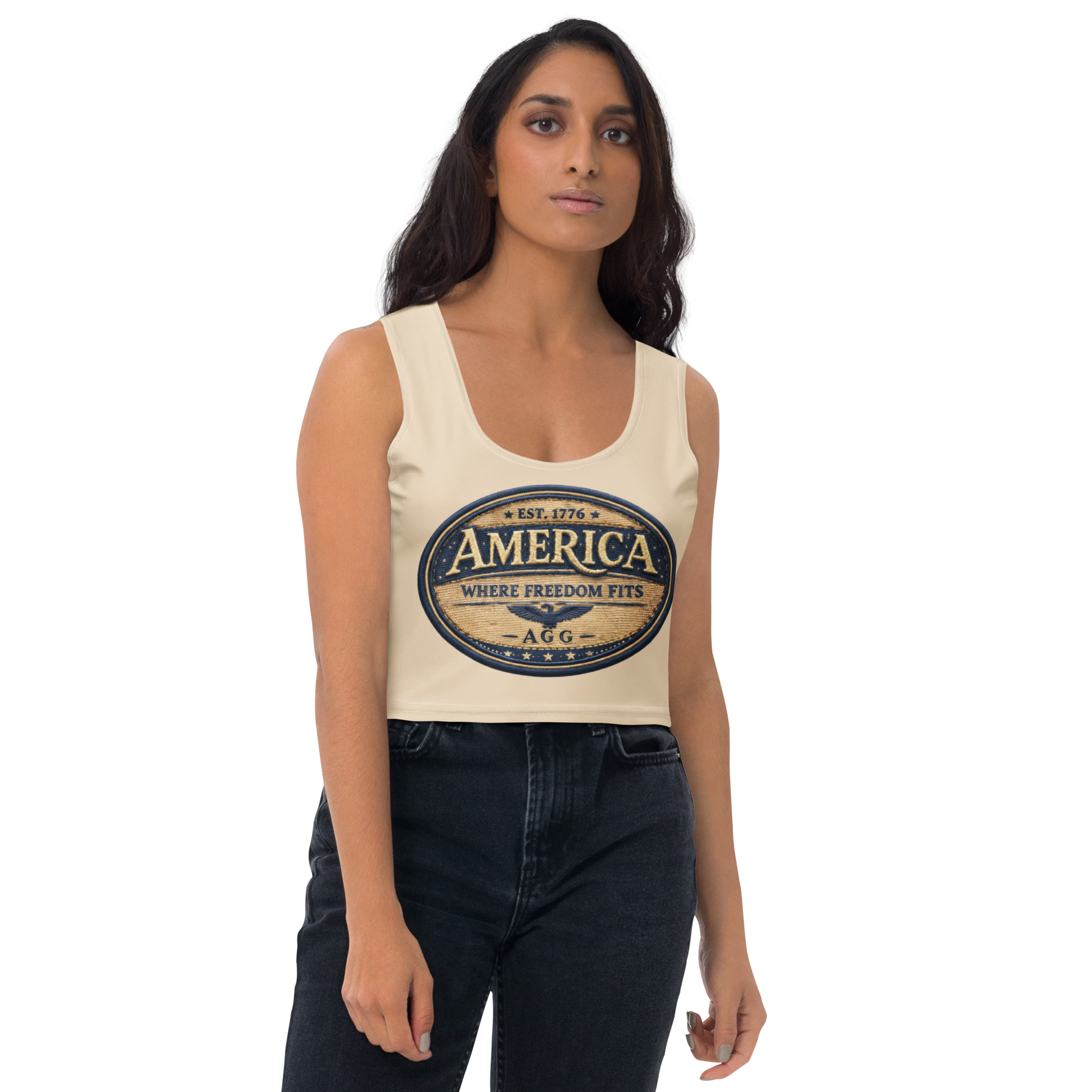 American Heritage – Where Freedom Fits Women’s Crop Top - Image 31