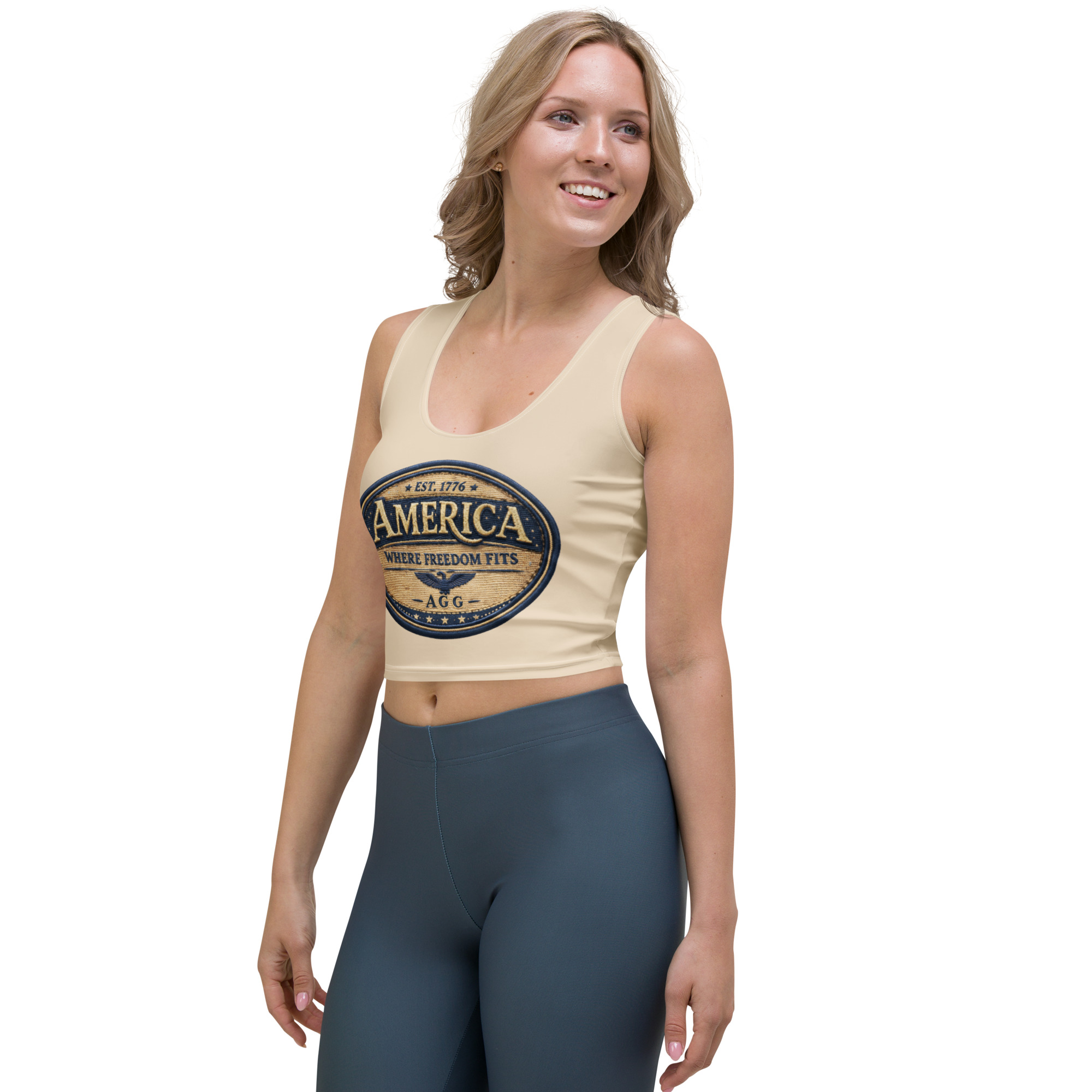 American Heritage – Where Freedom Fits Women’s Crop Top - Image 14