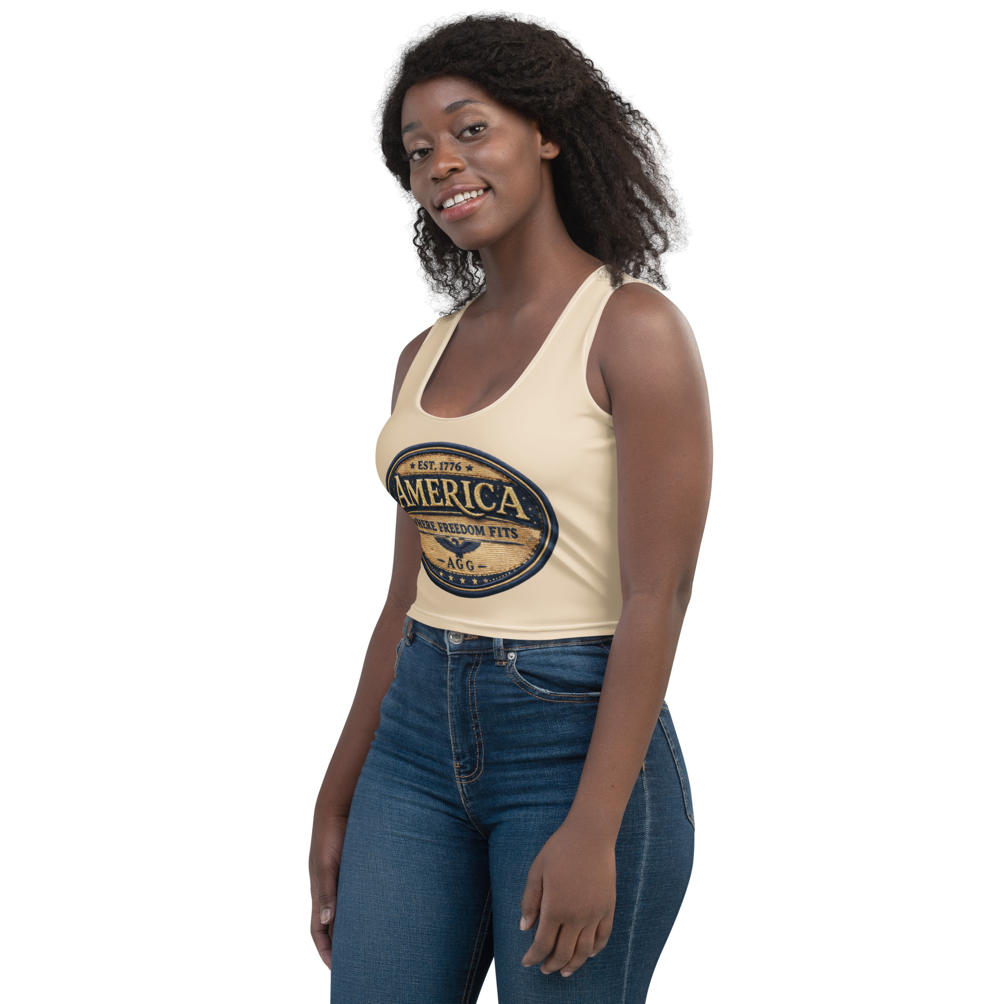 American Heritage – Where Freedom Fits Women’s Crop Top - Image 26