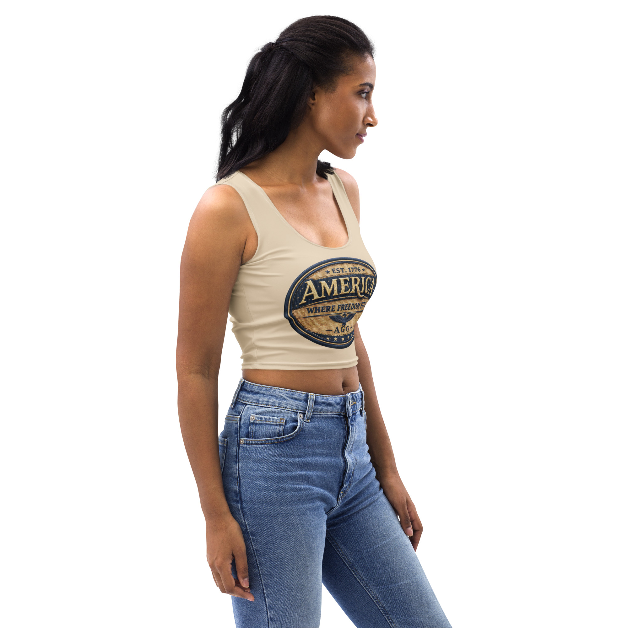 American Heritage – Where Freedom Fits Women’s Crop Top - Image 21