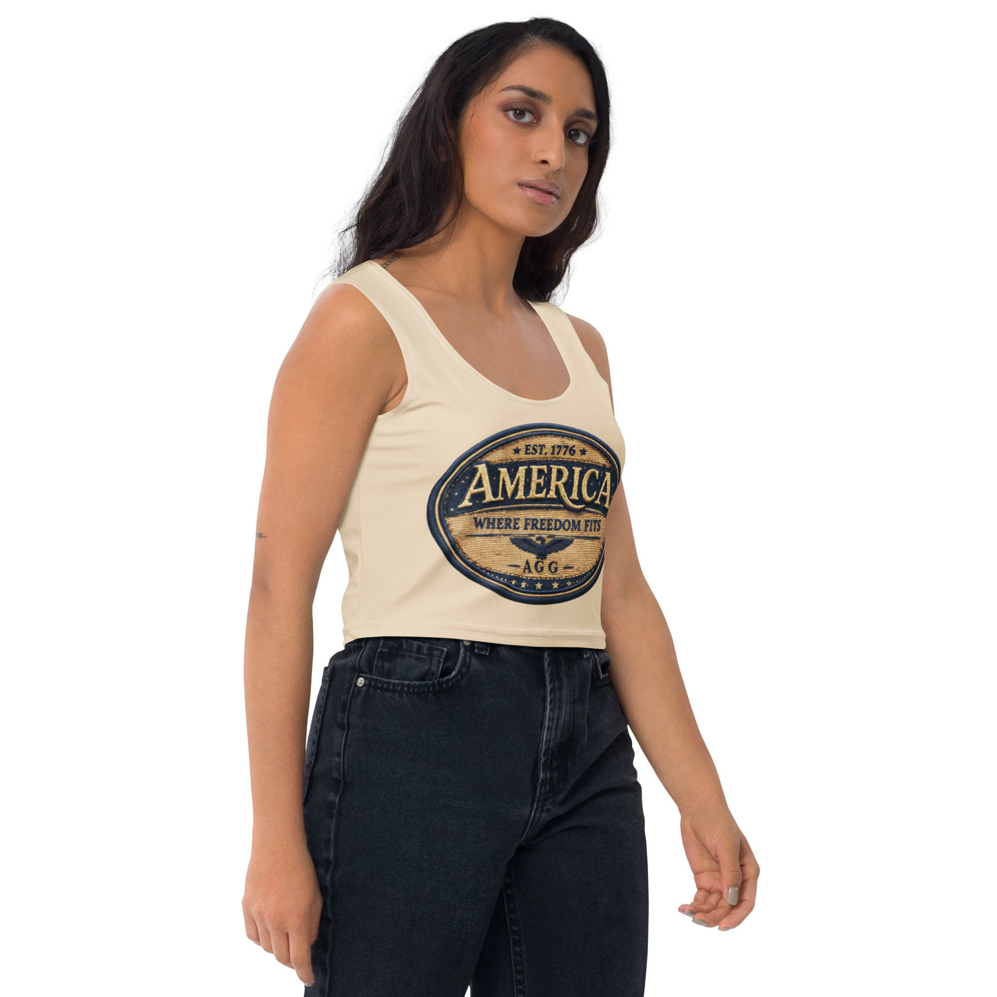 American Heritage – Where Freedom Fits Women’s Crop Top - Image 29