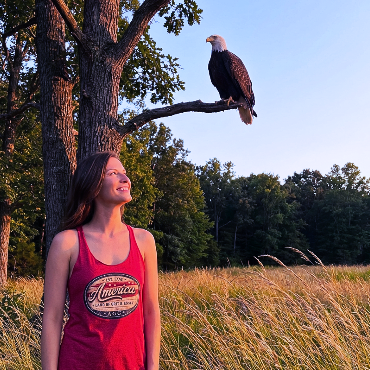 America Heritage – Land of Grit & Grace Racerback Tank | Patriotic Women’s Tank Top - Image 6