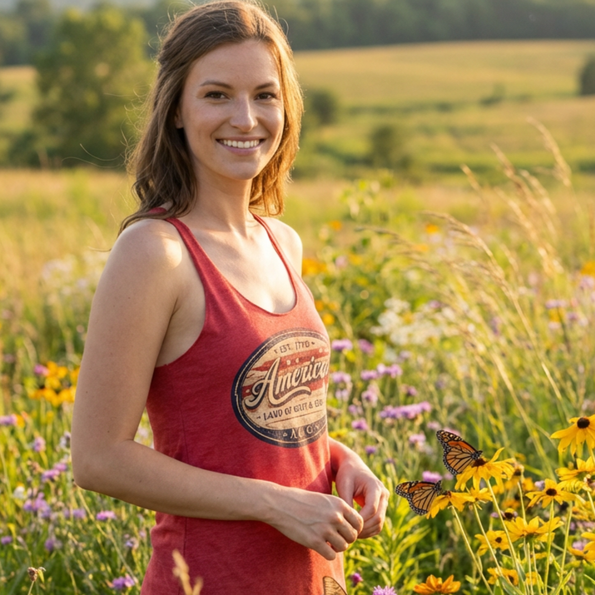 America Heritage – Land of Grit & Grace Racerback Tank | Patriotic Women’s Tank Top