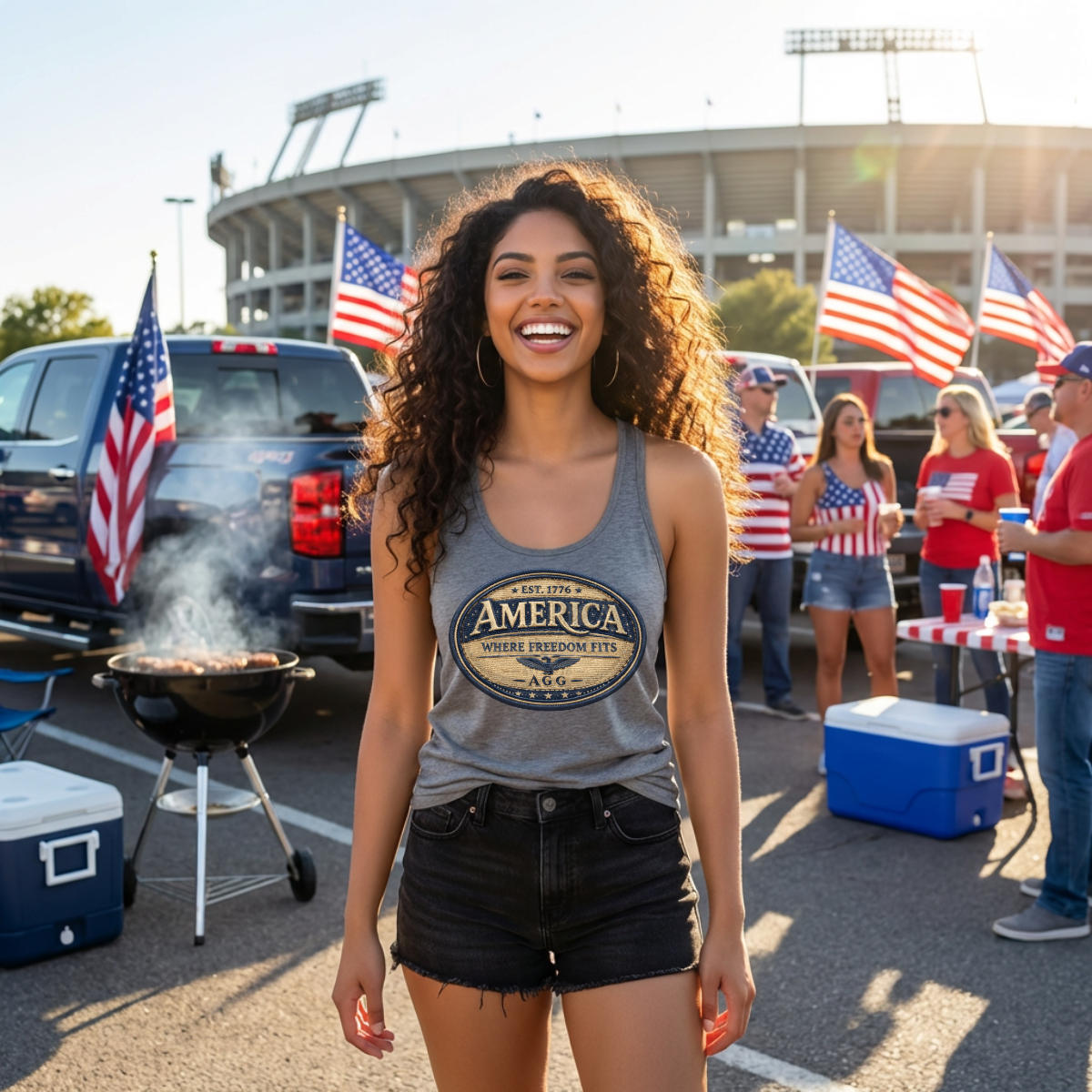 American Heritage – Where Freedom Fits Women’s Racerback Tank - Image 6