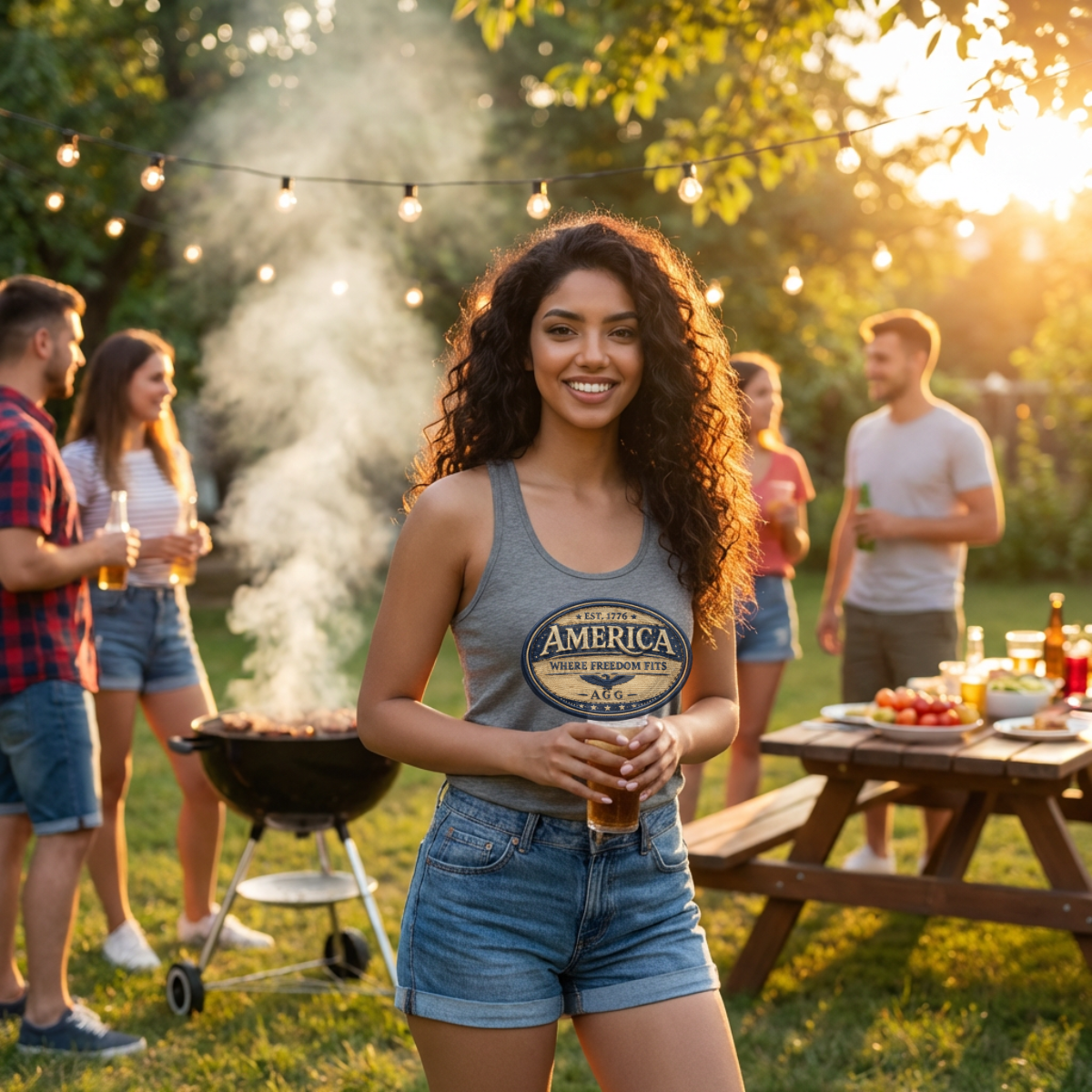 American Heritage – Where Freedom Fits Women’s Racerback Tank - Image 2