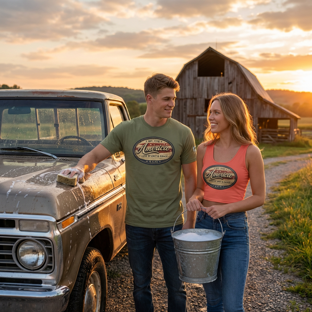 America Heritage – Land of Grit & Grace Unisex Classic Tee | Patriotic American T-Shirt - Image 5