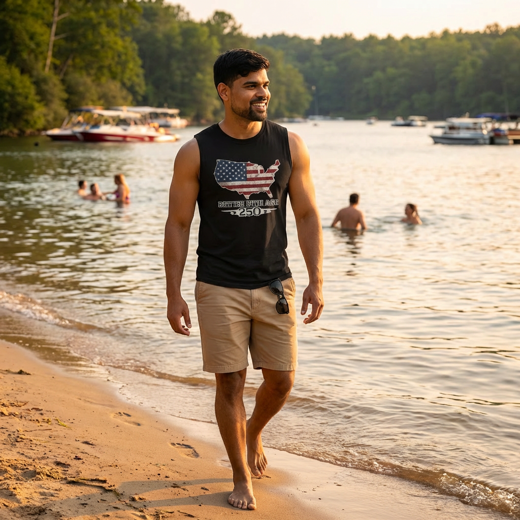 Better With Age 250 – Patriotic Men’s Muscle Tank | America 250 Edition - Image 5