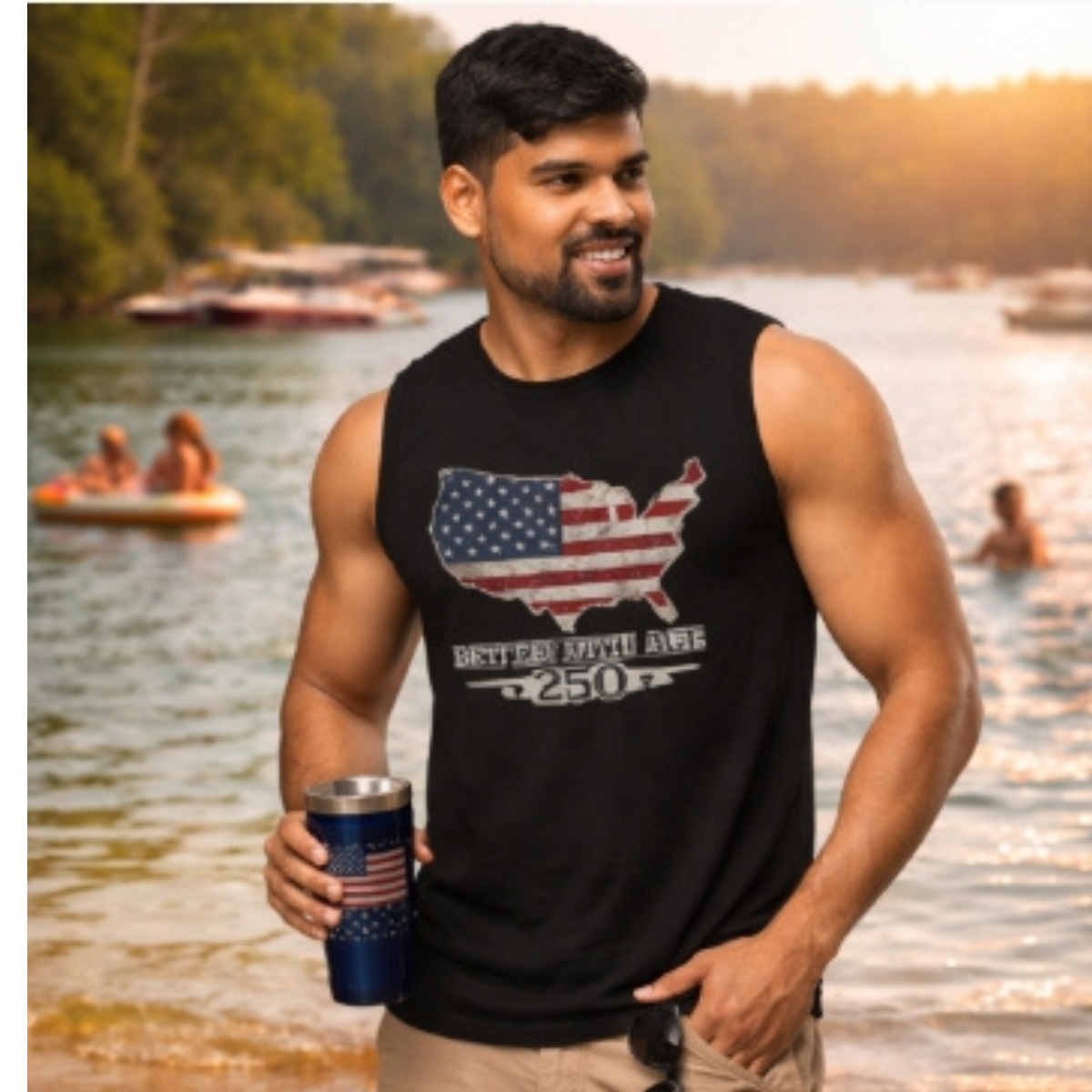 Better With Age 250 – Patriotic Men’s Muscle Tank | America 250 Edition - Image 7