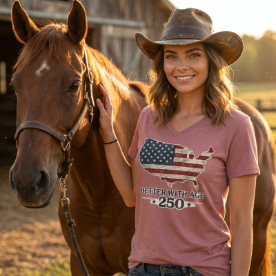 Better With Age 250 – Women’s Patriotic Relaxed V-Neck T-Shirt