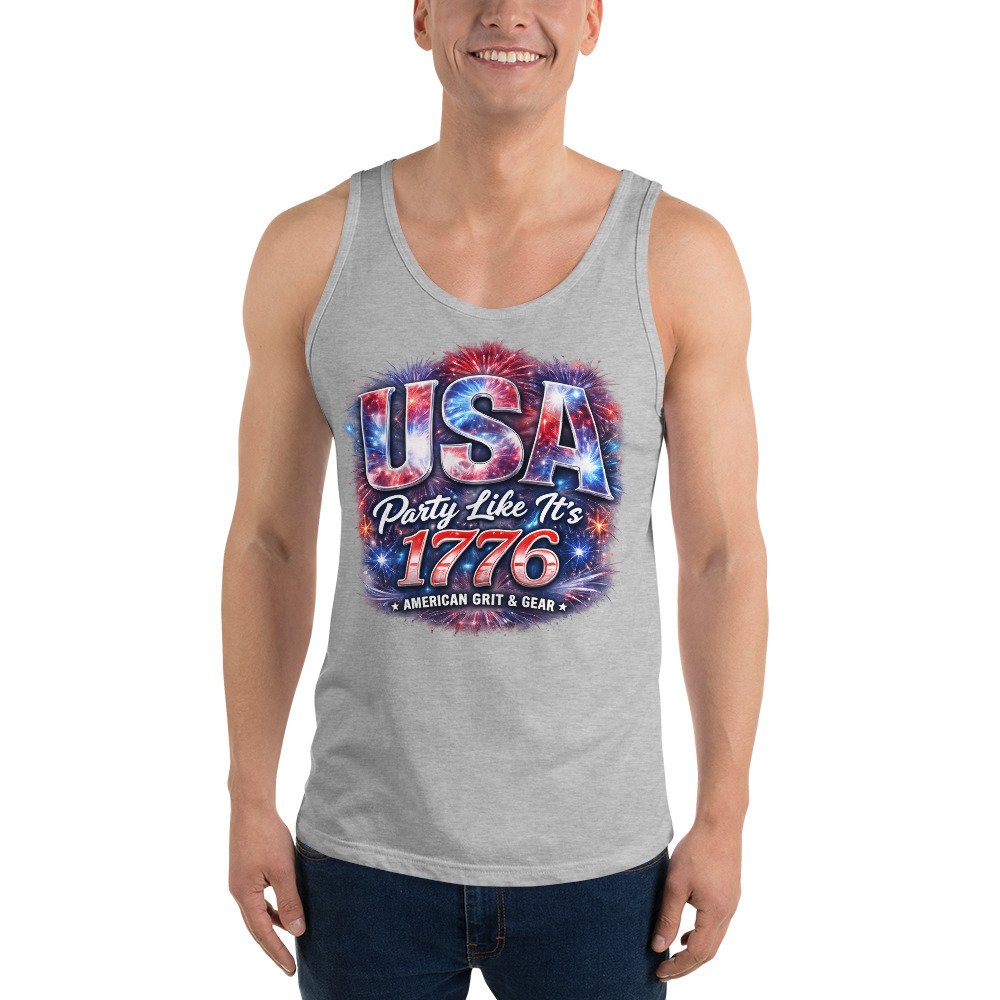 USA Party Like It’s 1776 Men’s Tank Top – Bella + Canvas 3480 Patriotic Summer Tank - Image 29
