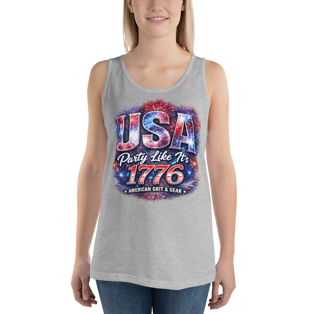 USA Party Like It’s 1776 Men’s Tank Top – Bella + Canvas 3480 Patriotic Summer Tank - Image 23