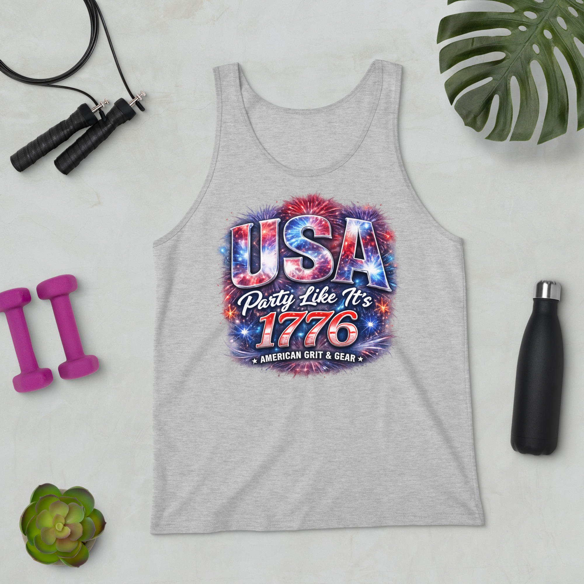 USA Party Like It’s 1776 Men’s Tank Top – Bella + Canvas 3480 Patriotic Summer Tank - Image 39