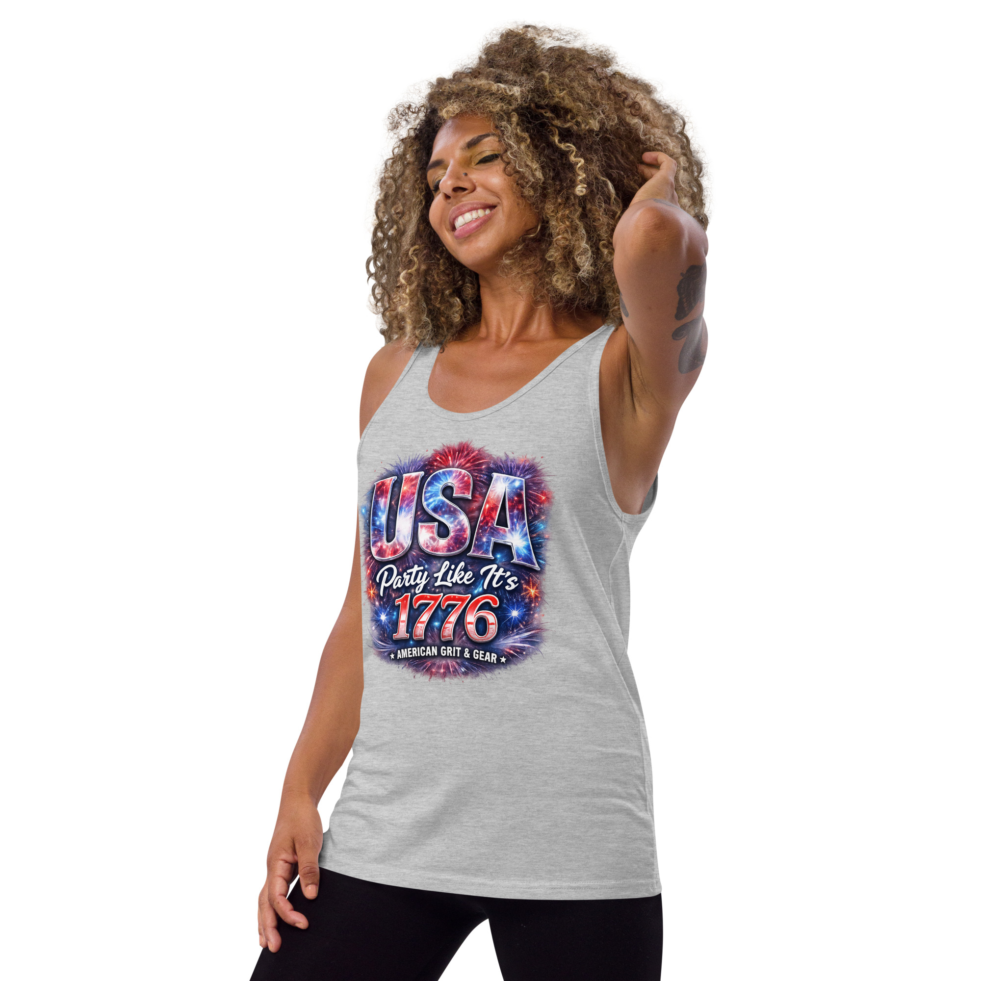 USA Party Like It’s 1776 Men’s Tank Top – Bella + Canvas 3480 Patriotic Summer Tank - Image 17