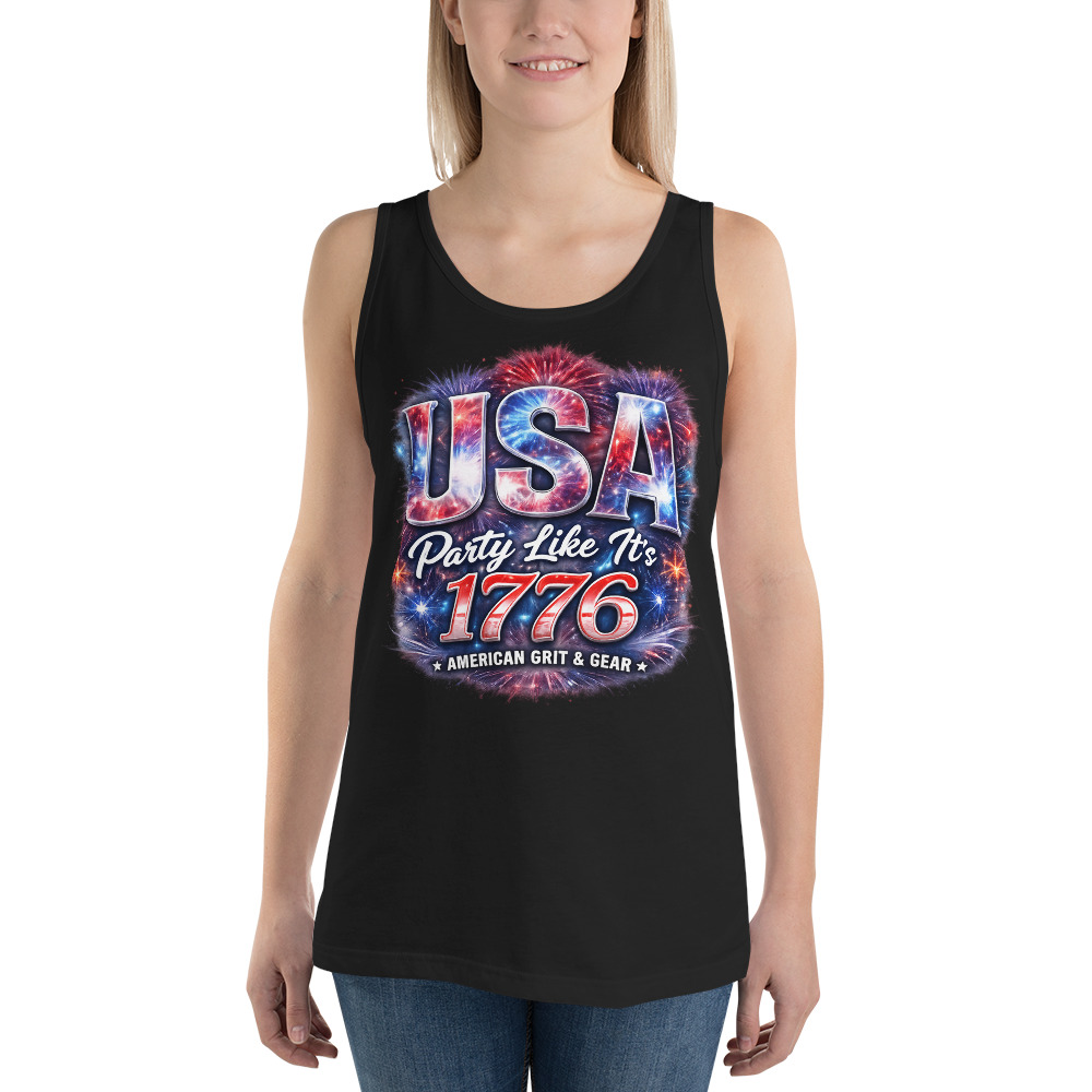 USA Party Like It’s 1776 Men’s Tank Top – Bella + Canvas 3480 Patriotic Summer Tank - Image 19