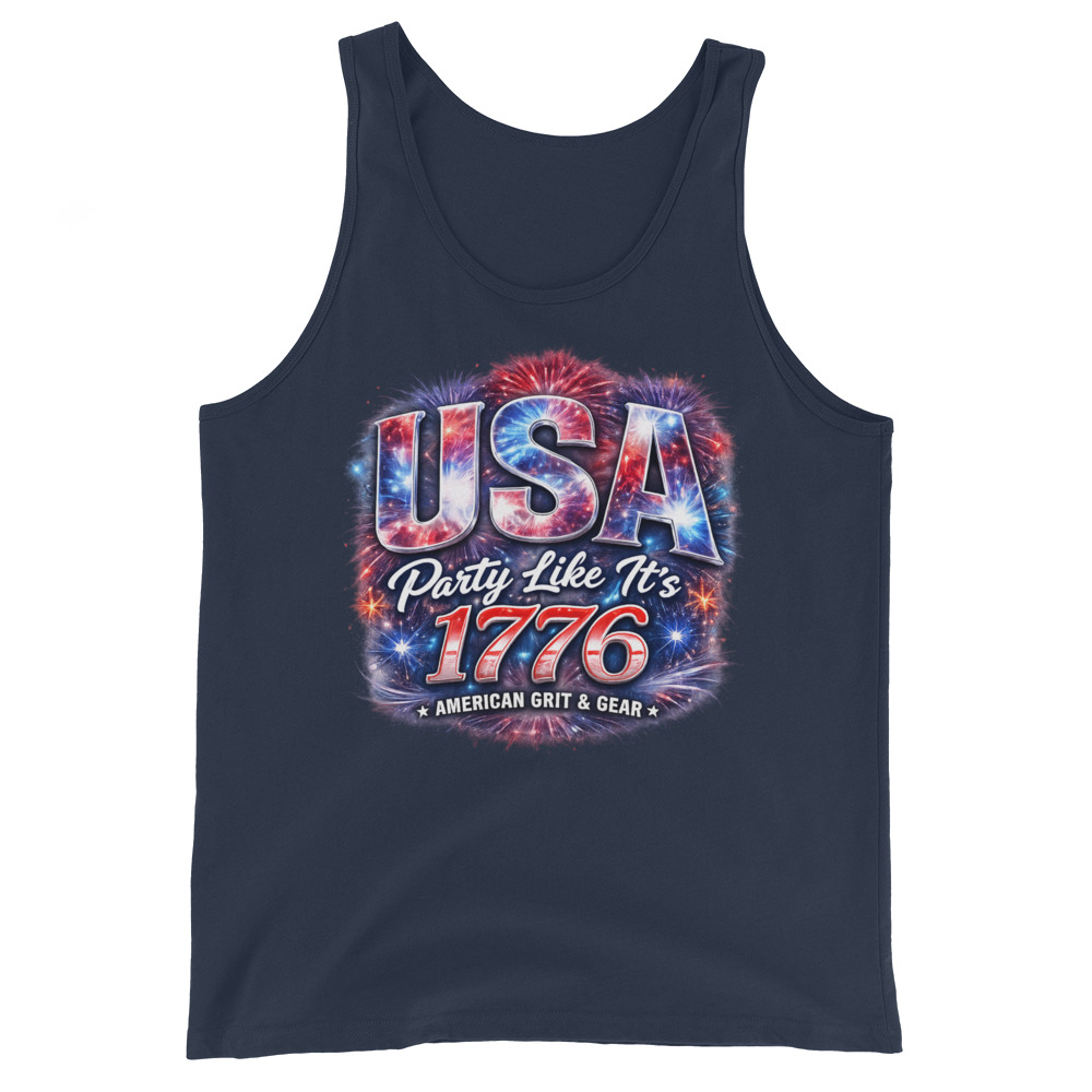 USA Party Like It’s 1776 Men’s Tank Top – Bella + Canvas 3480 Patriotic Summer Tank - Image 9