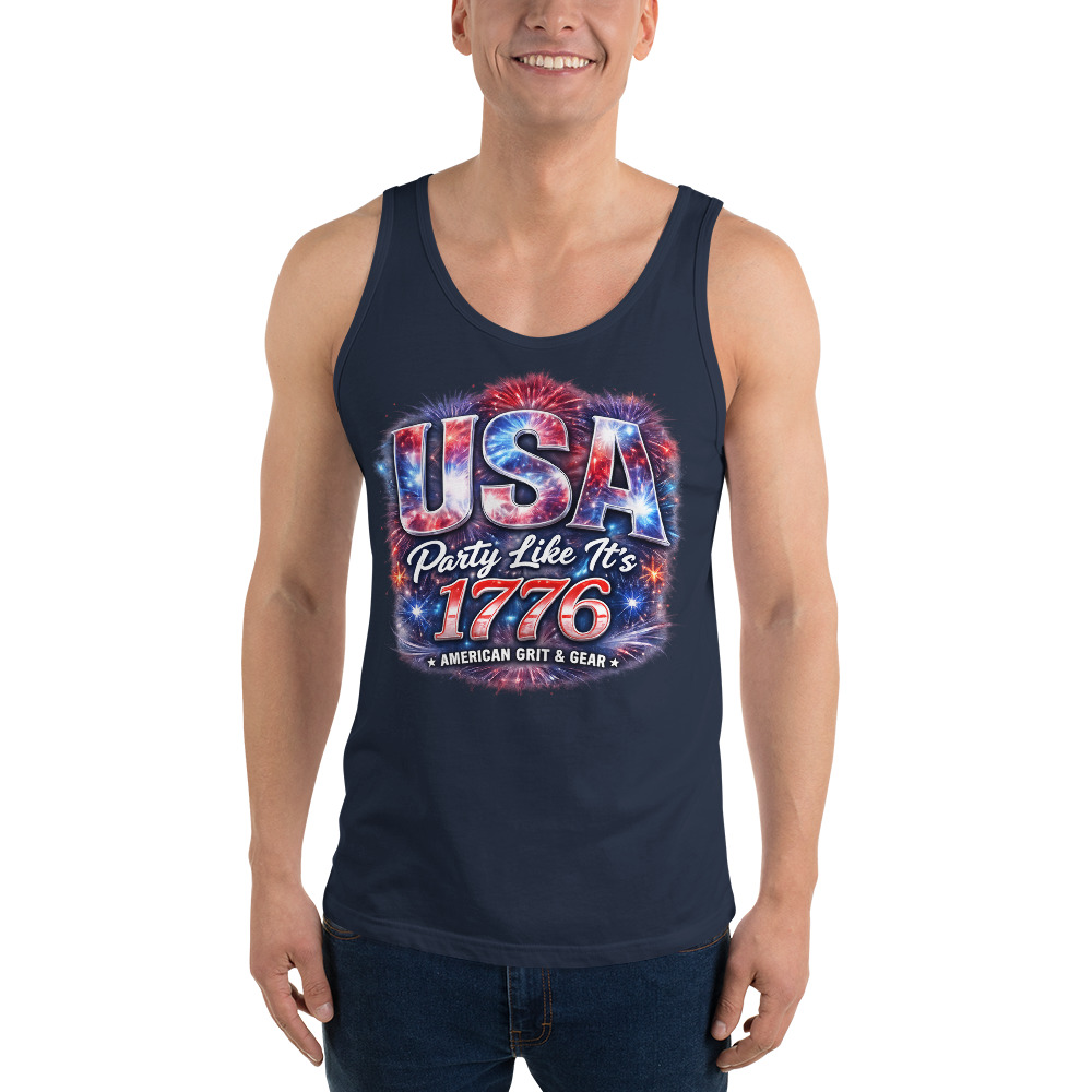 USA Party Like It’s 1776 Men’s Tank Top – Bella + Canvas 3480 Patriotic Summer Tank - Image 26