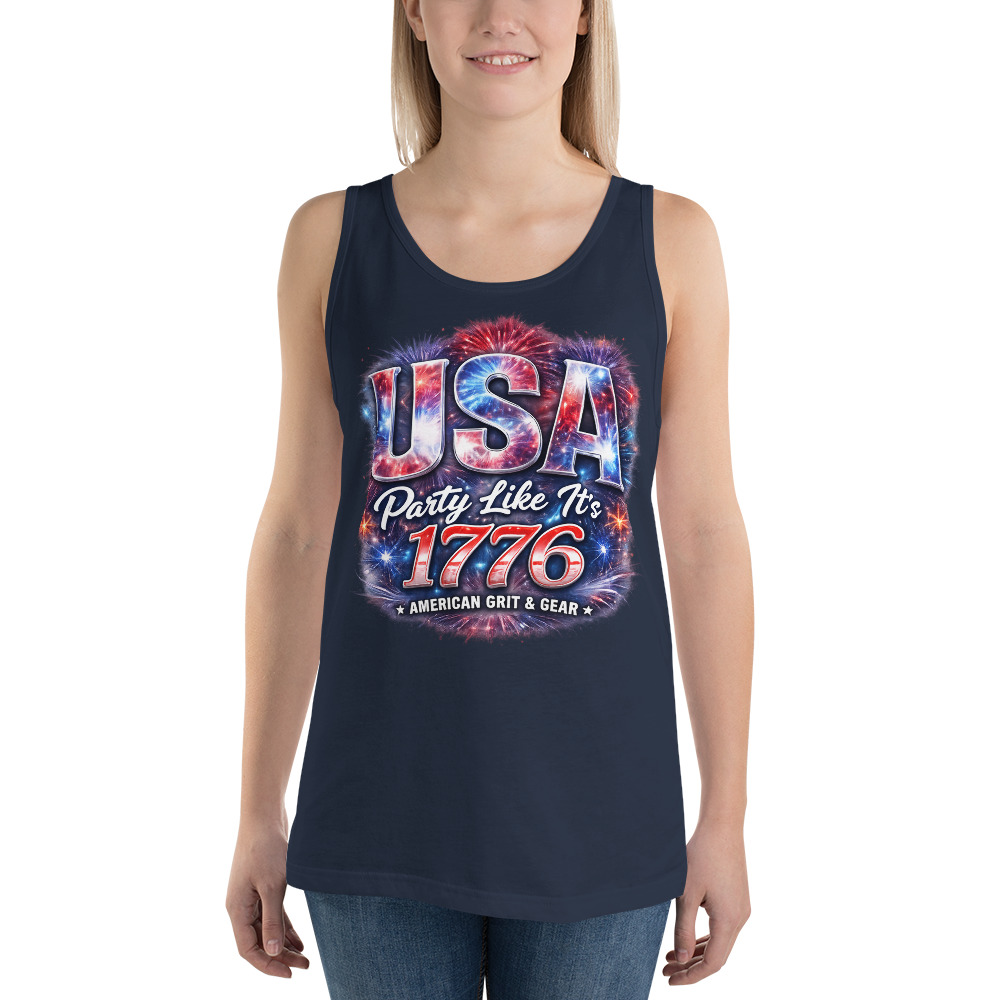 USA Party Like It’s 1776 Men’s Tank Top – Bella + Canvas 3480 Patriotic Summer Tank - Image 20