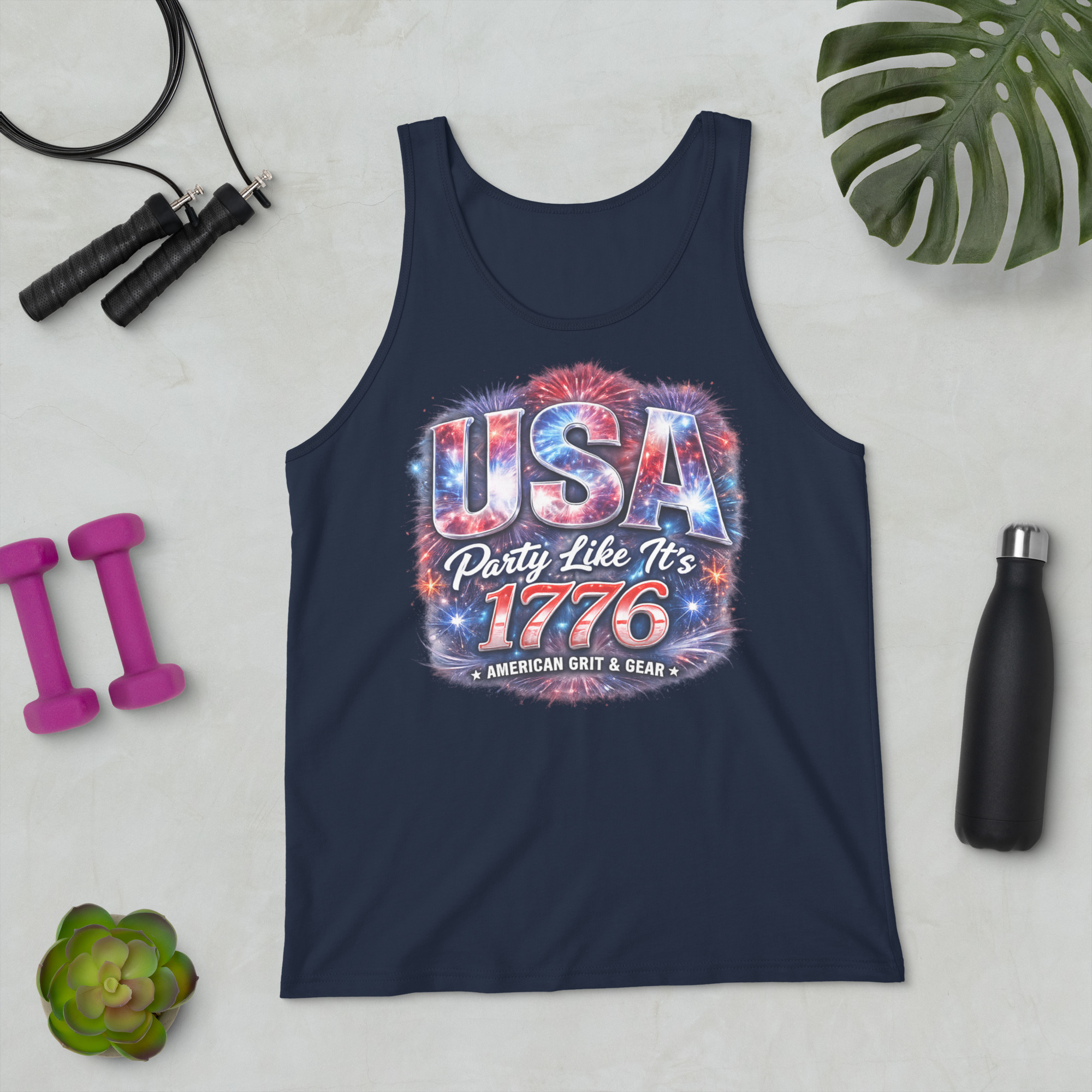 USA Party Like It’s 1776 Men’s Tank Top – Bella + Canvas 3480 Patriotic Summer Tank - Image 33