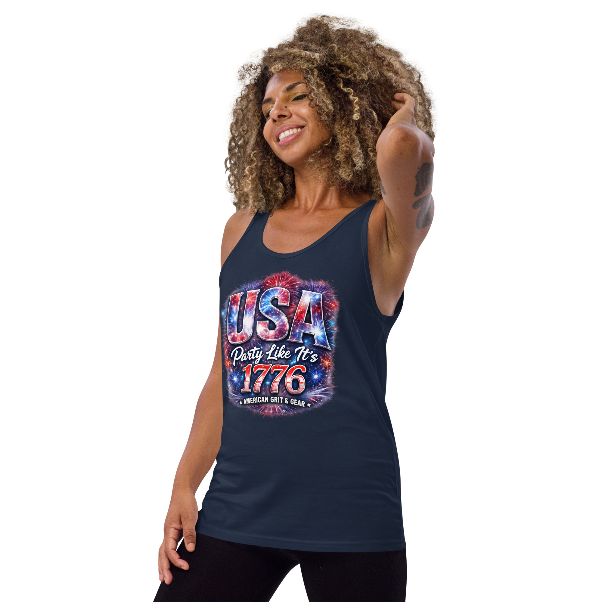 USA Party Like It’s 1776 Men’s Tank Top – Bella + Canvas 3480 Patriotic Summer Tank - Image 14