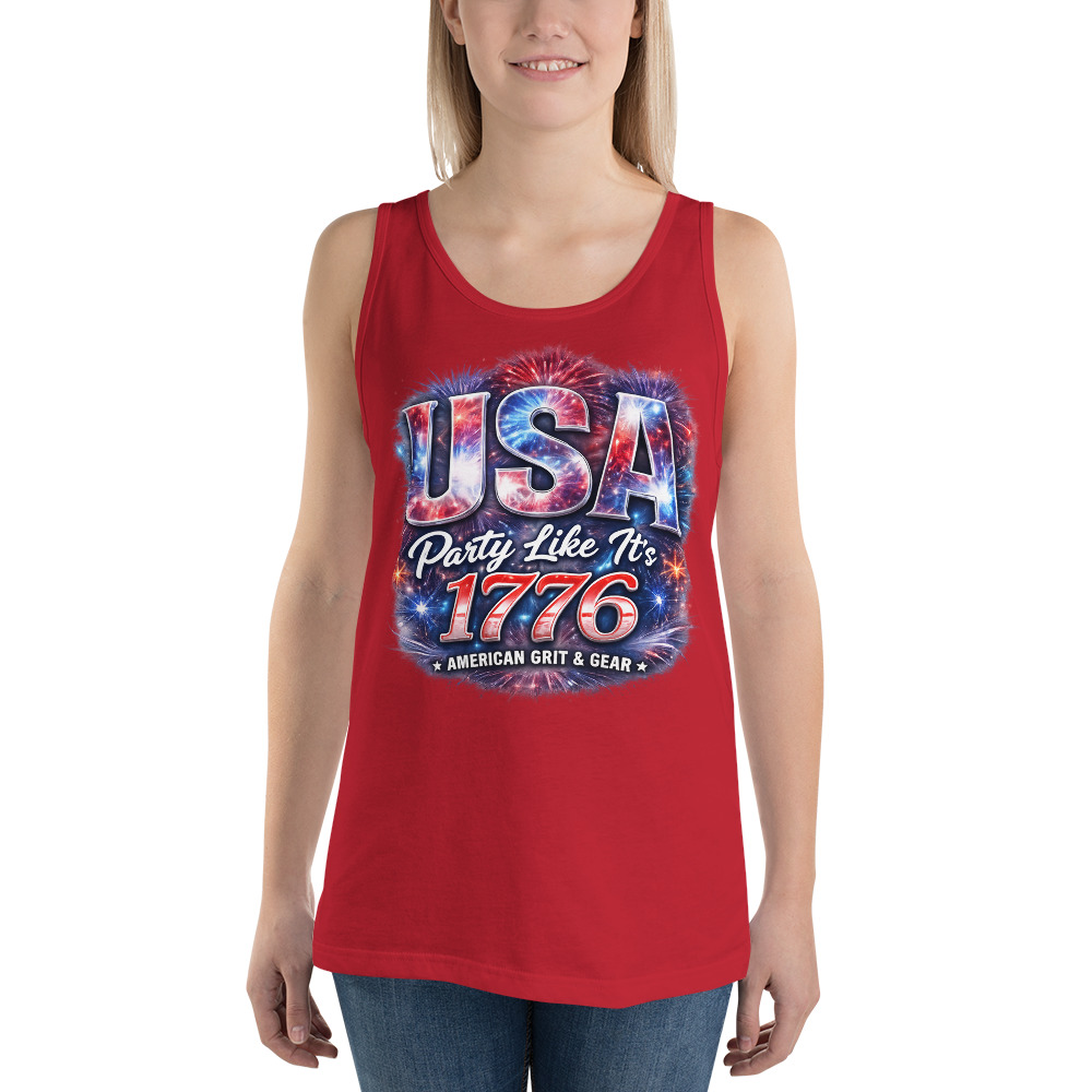 USA Party Like It’s 1776 Men’s Tank Top – Bella + Canvas 3480 Patriotic Summer Tank - Image 21