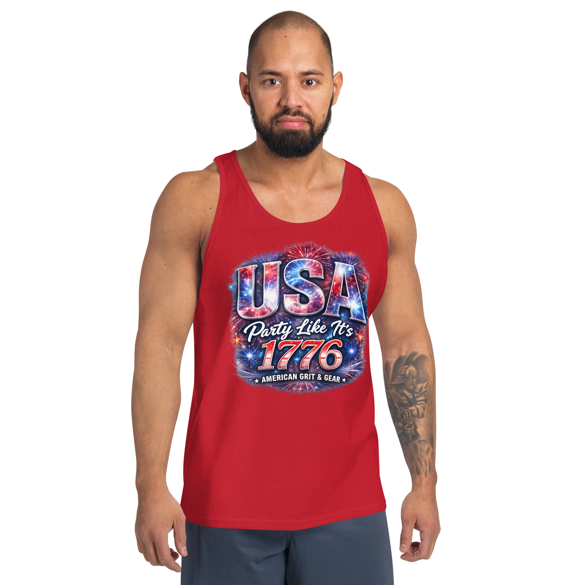 USA Party Like It’s 1776 Men’s Tank Top – Bella + Canvas 3480 Patriotic Summer Tank - Image 10