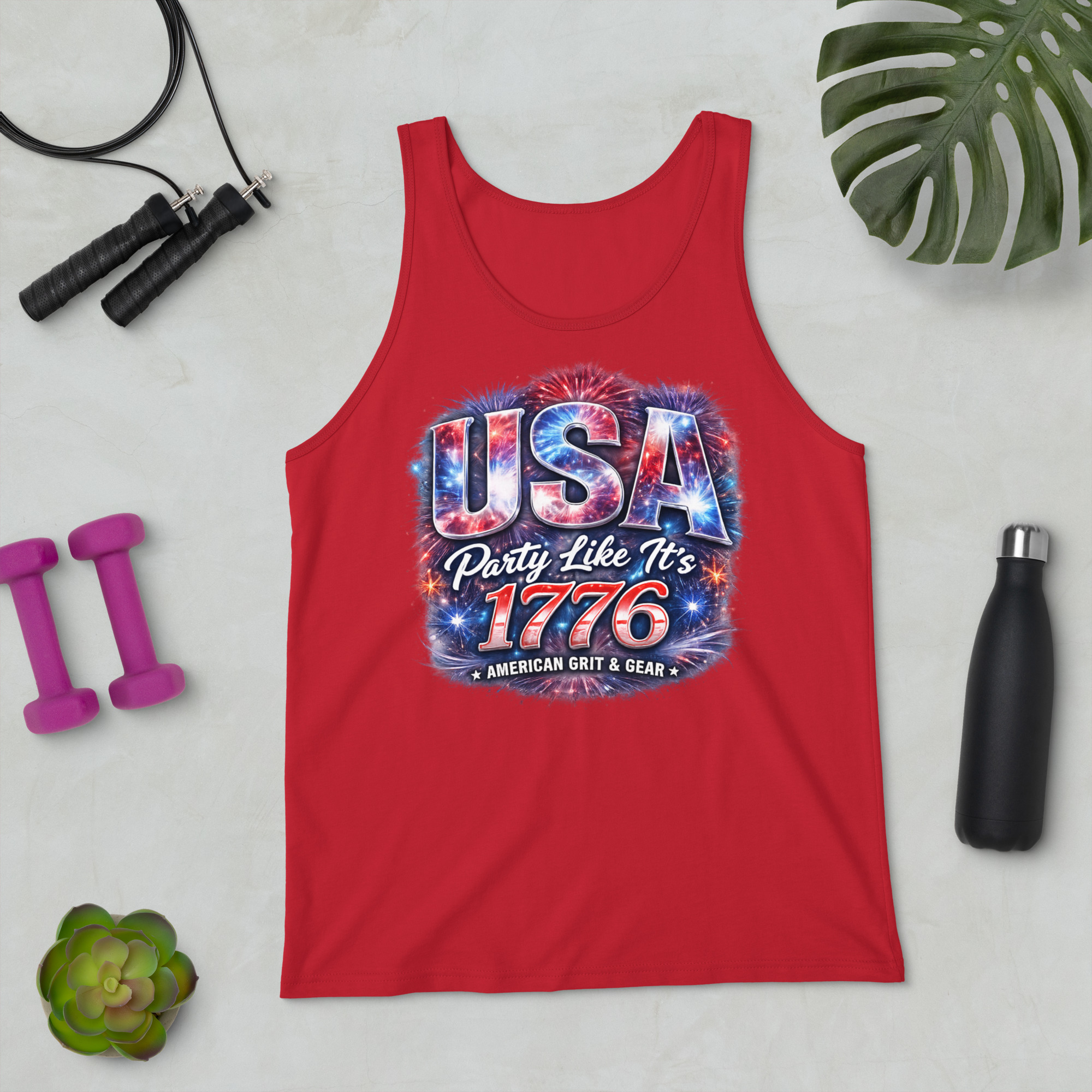 USA Party Like It’s 1776 Men’s Tank Top – Bella + Canvas 3480 Patriotic Summer Tank - Image 35