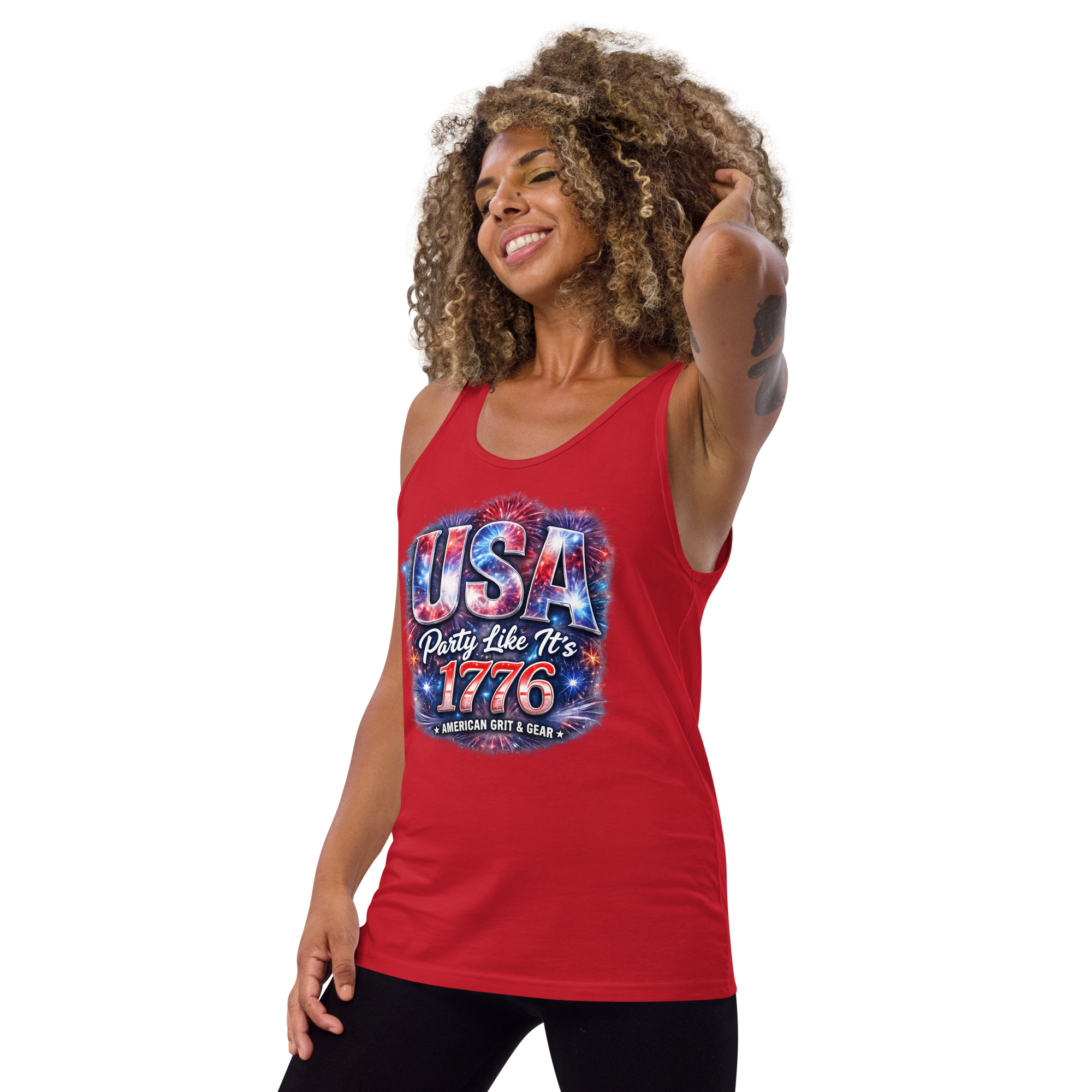 USA Party Like It’s 1776 Men’s Tank Top – Bella + Canvas 3480 Patriotic Summer Tank - Image 15