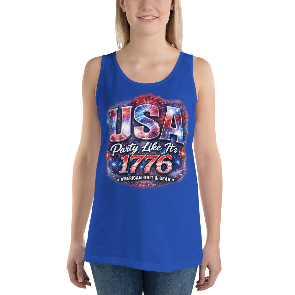 USA Party Like It’s 1776 Men’s Tank Top – Bella + Canvas 3480 Patriotic Summer Tank - Image 22