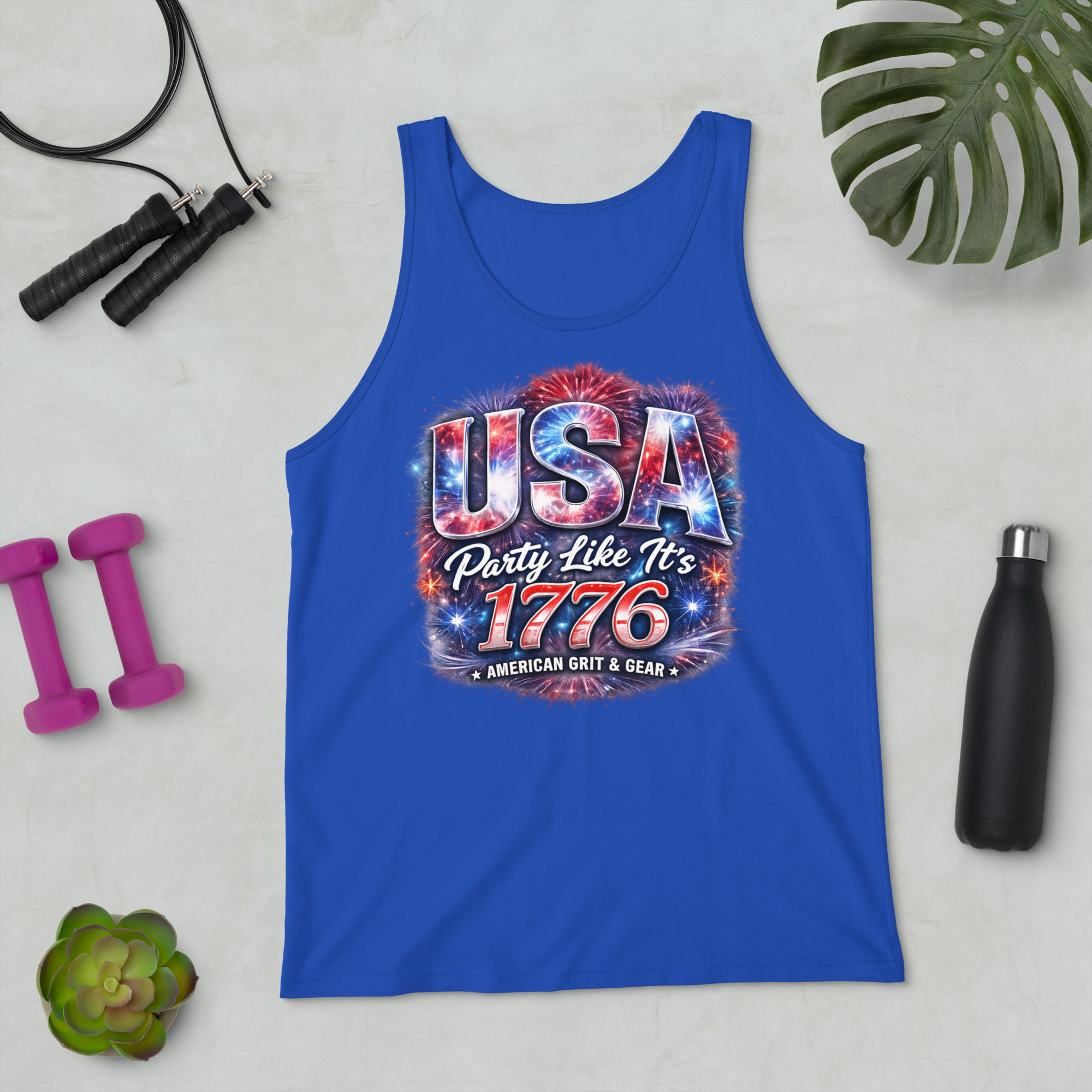 USA Party Like It’s 1776 Men’s Tank Top – Bella + Canvas 3480 Patriotic Summer Tank - Image 37