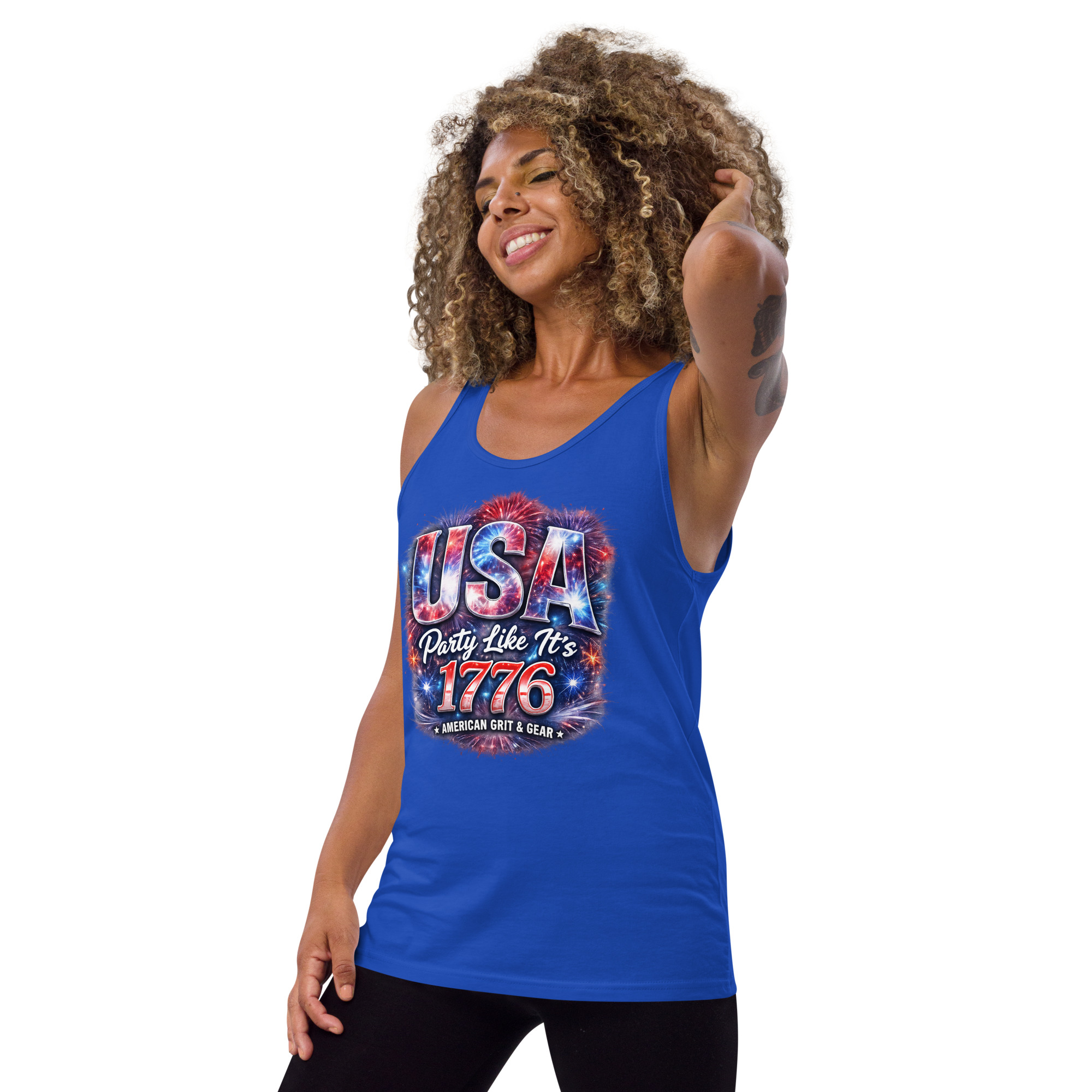 USA Party Like It’s 1776 Men’s Tank Top – Bella + Canvas 3480 Patriotic Summer Tank - Image 16