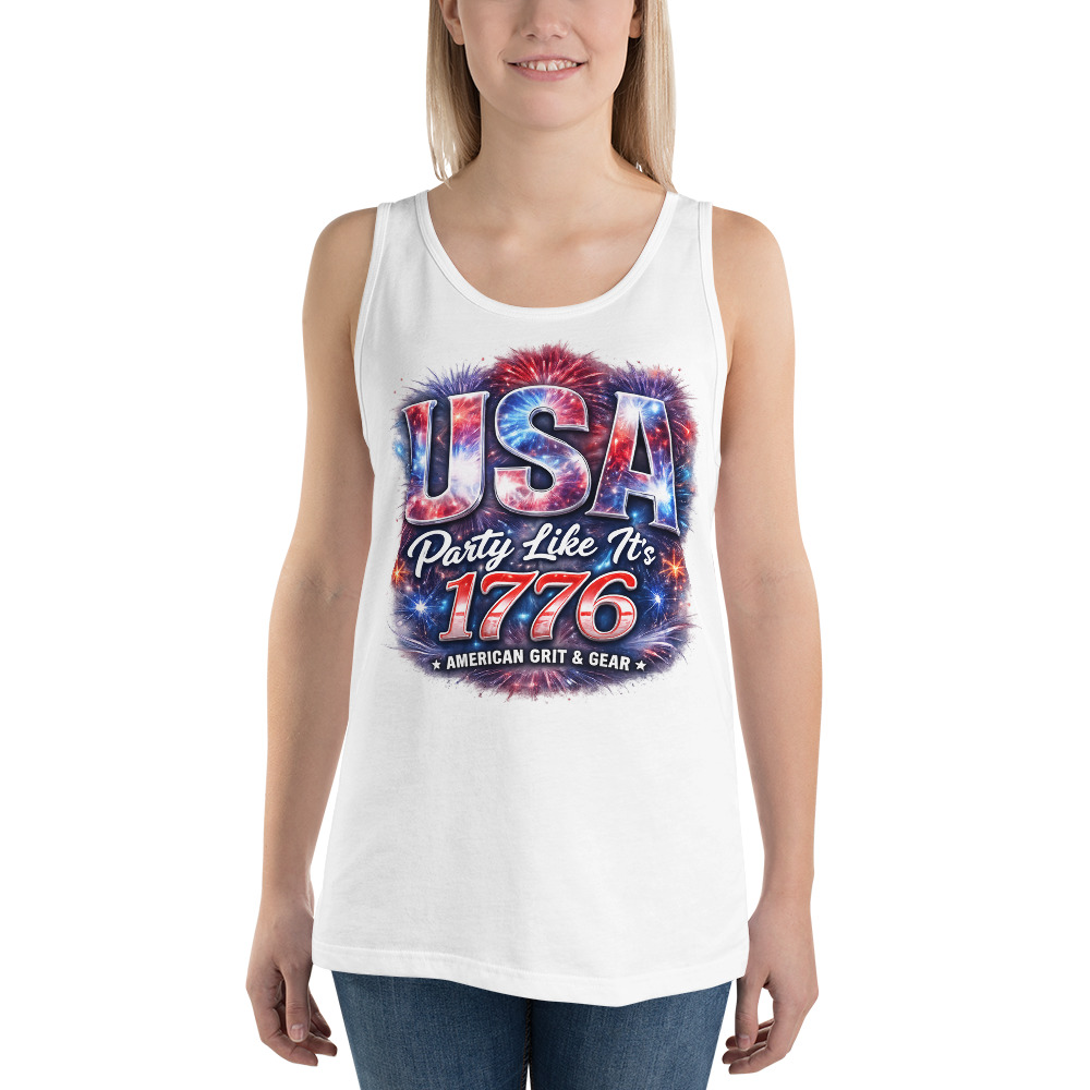 USA Party Like It’s 1776 Men’s Tank Top – Bella + Canvas 3480 Patriotic Summer Tank - Image 24