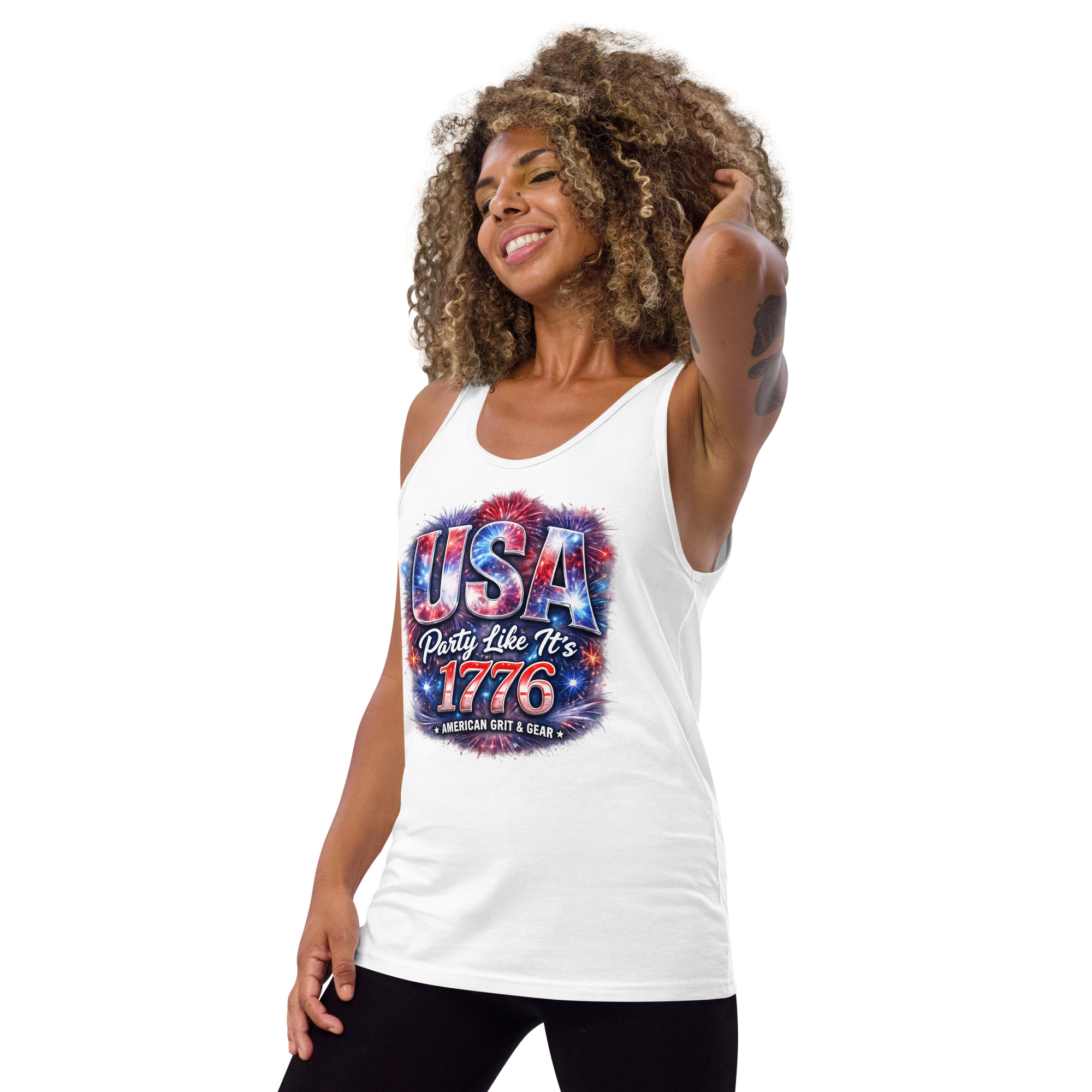 USA Party Like It’s 1776 Men’s Tank Top – Bella + Canvas 3480 Patriotic Summer Tank - Image 18