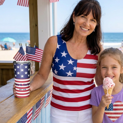 Stars & Stripes Est. 1776 Patriotic Stainless Steel Tumbler – 20oz American Flag Travel Mug