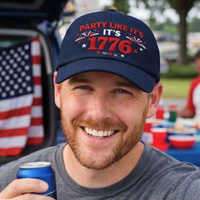 USA Party Like It’s 1776 – Patriotic Embroidered Dad Hat | American Grit & Gear