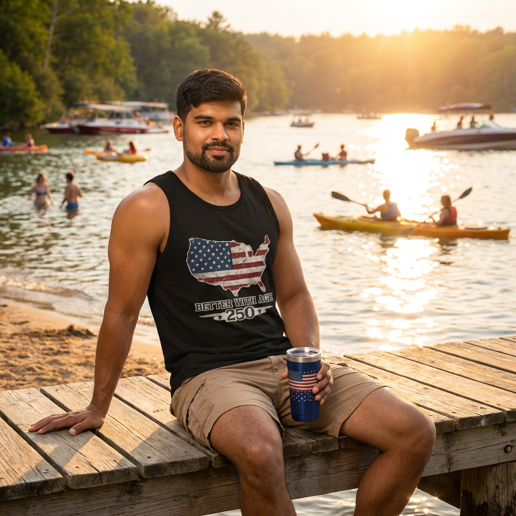 Better With Age 250 – Patriotic Men’s Muscle Tank | America 250 Edition - Image 2