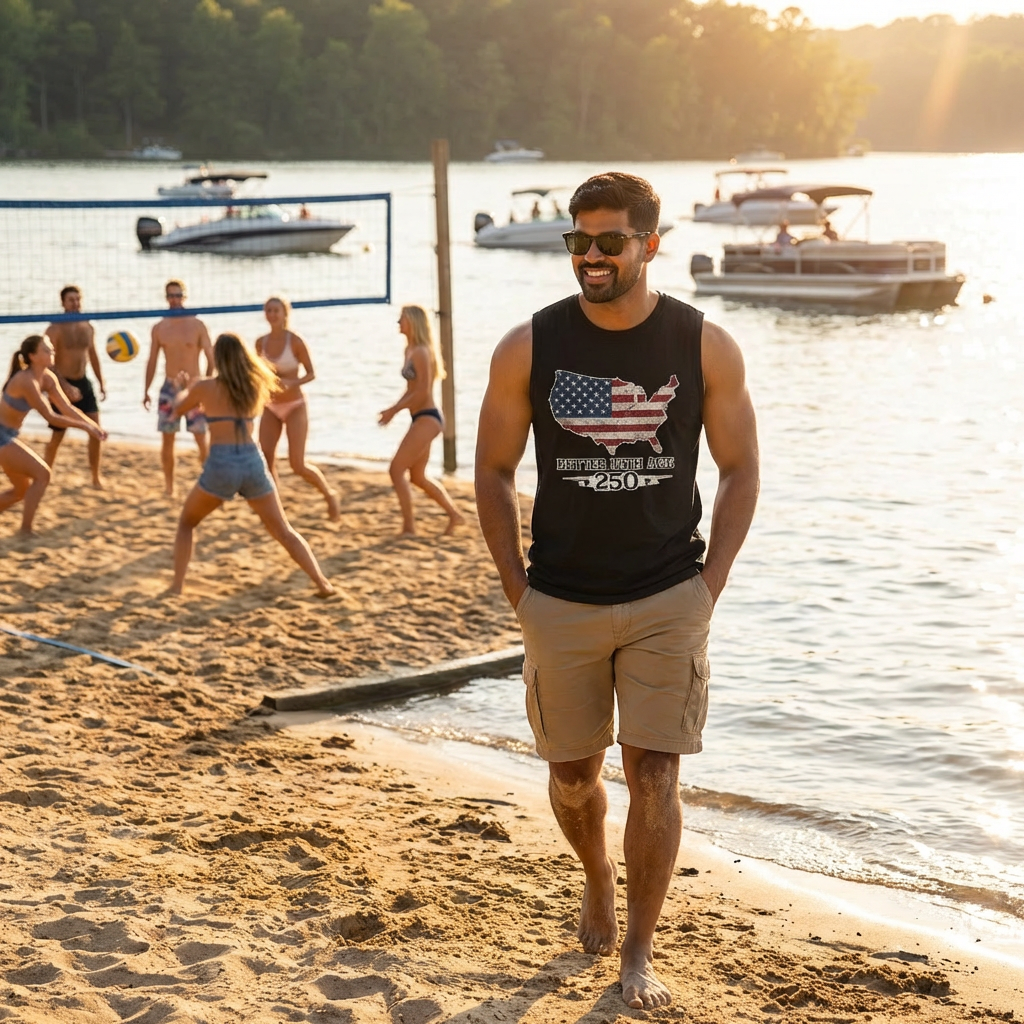 Better With Age 250 – Patriotic Men’s Muscle Tank | America 250 Edition - Image 4