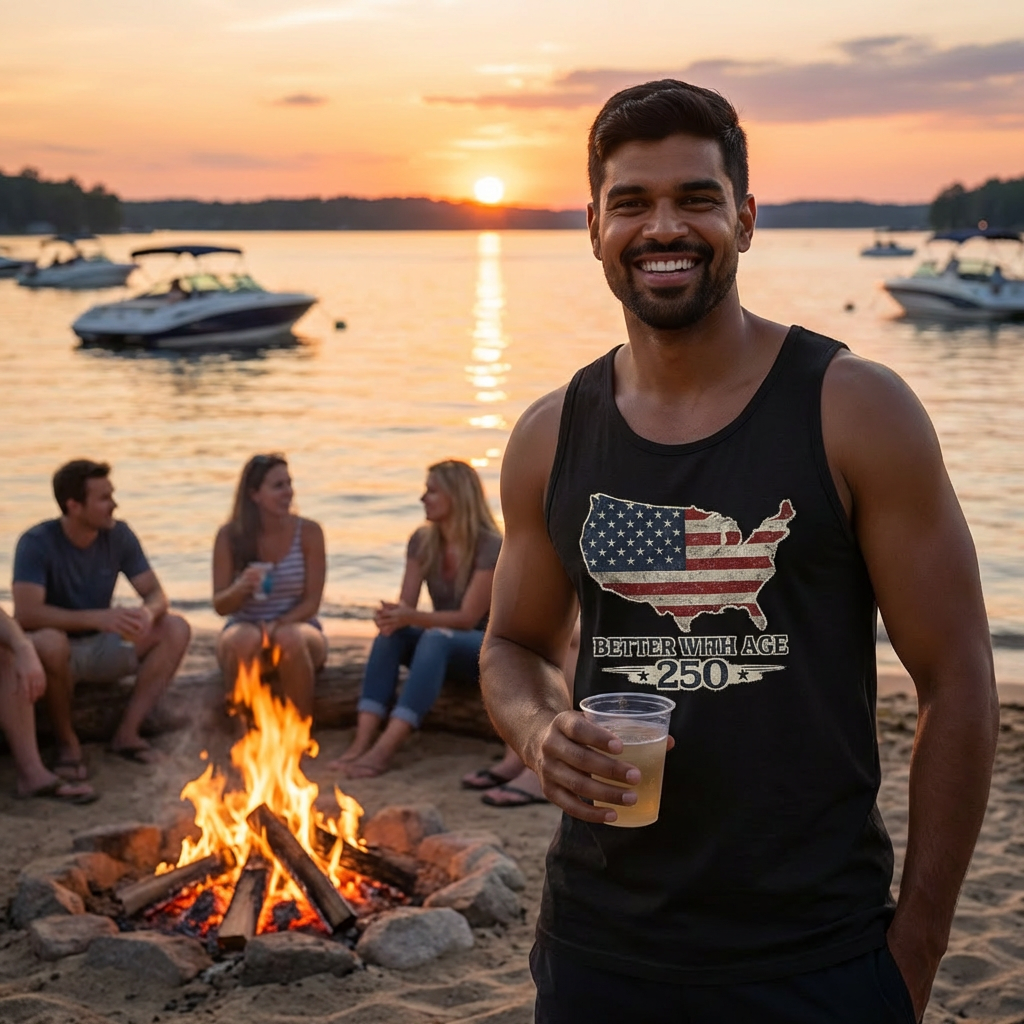 Better With Age 250 – Patriotic Men’s Muscle Tank | America 250 Edition - Image 6