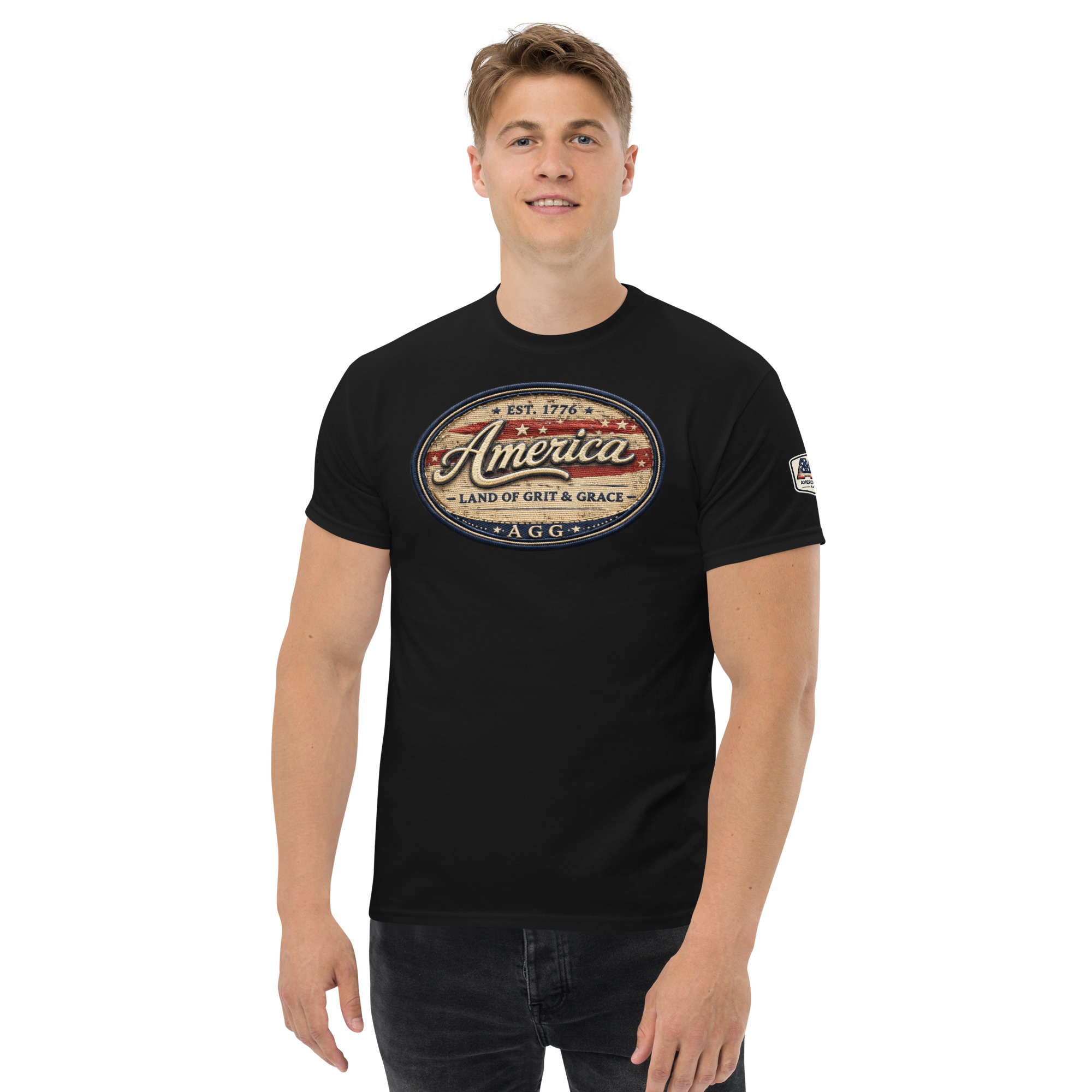America Heritage – Land of Grit & Grace Unisex Classic Tee | Patriotic American T-Shirt - Image 31