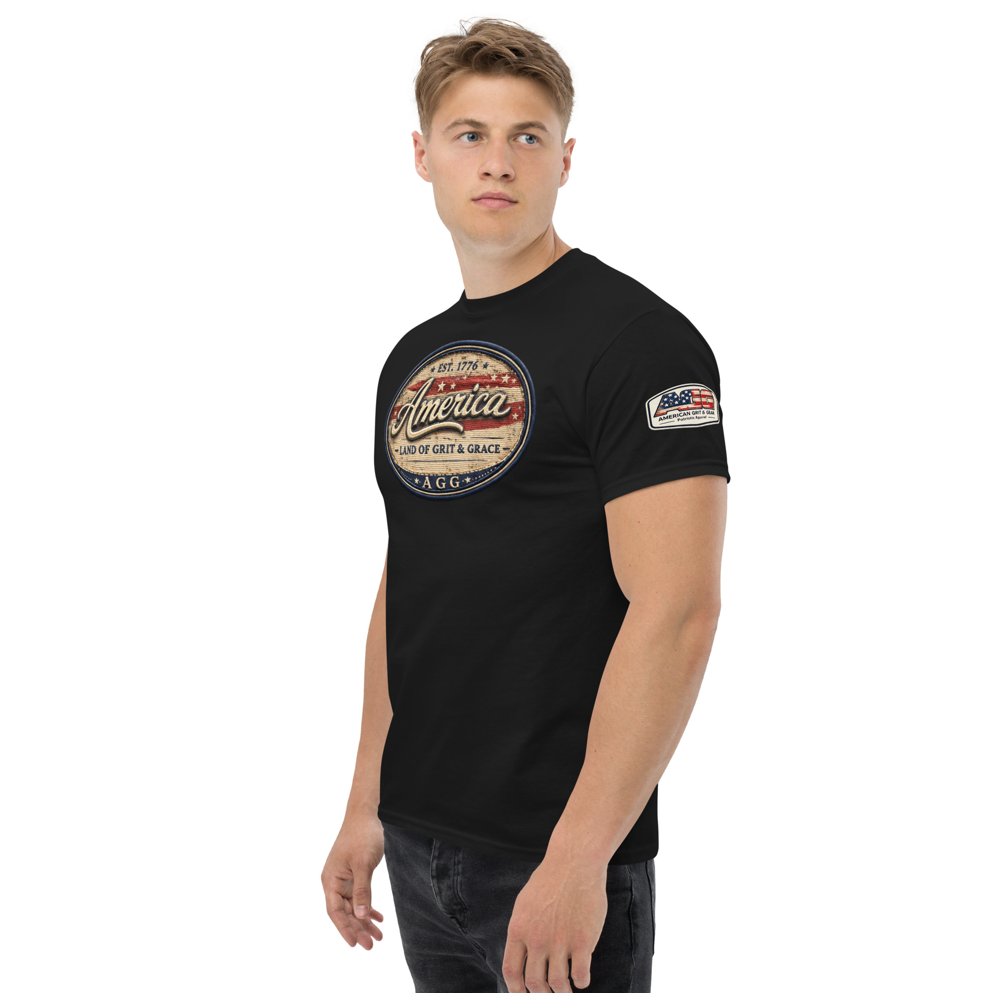 America Heritage – Land of Grit & Grace Unisex Classic Tee | Patriotic American T-Shirt - Image 45