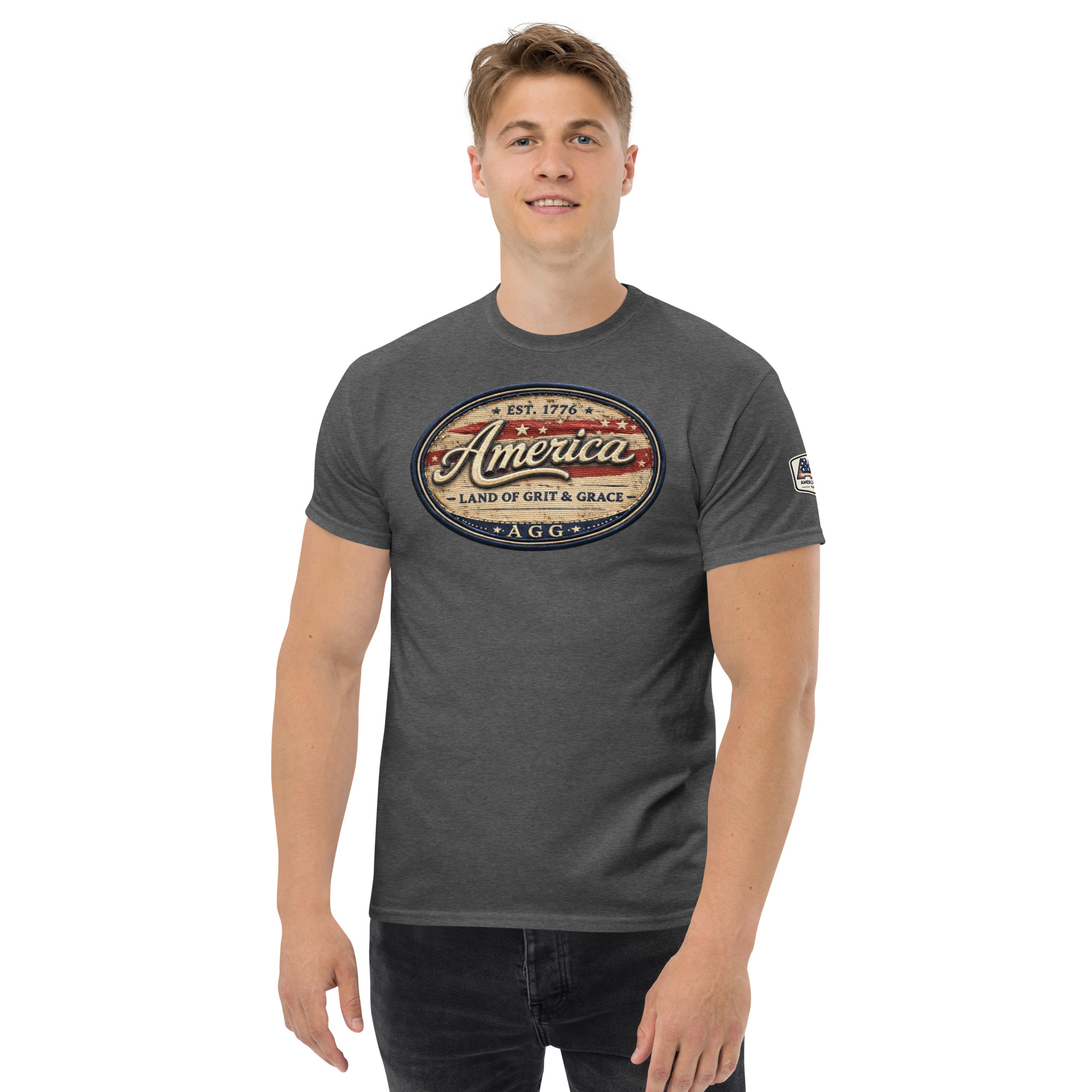 America Heritage – Land of Grit & Grace Unisex Classic Tee | Patriotic American T-Shirt - Image 33