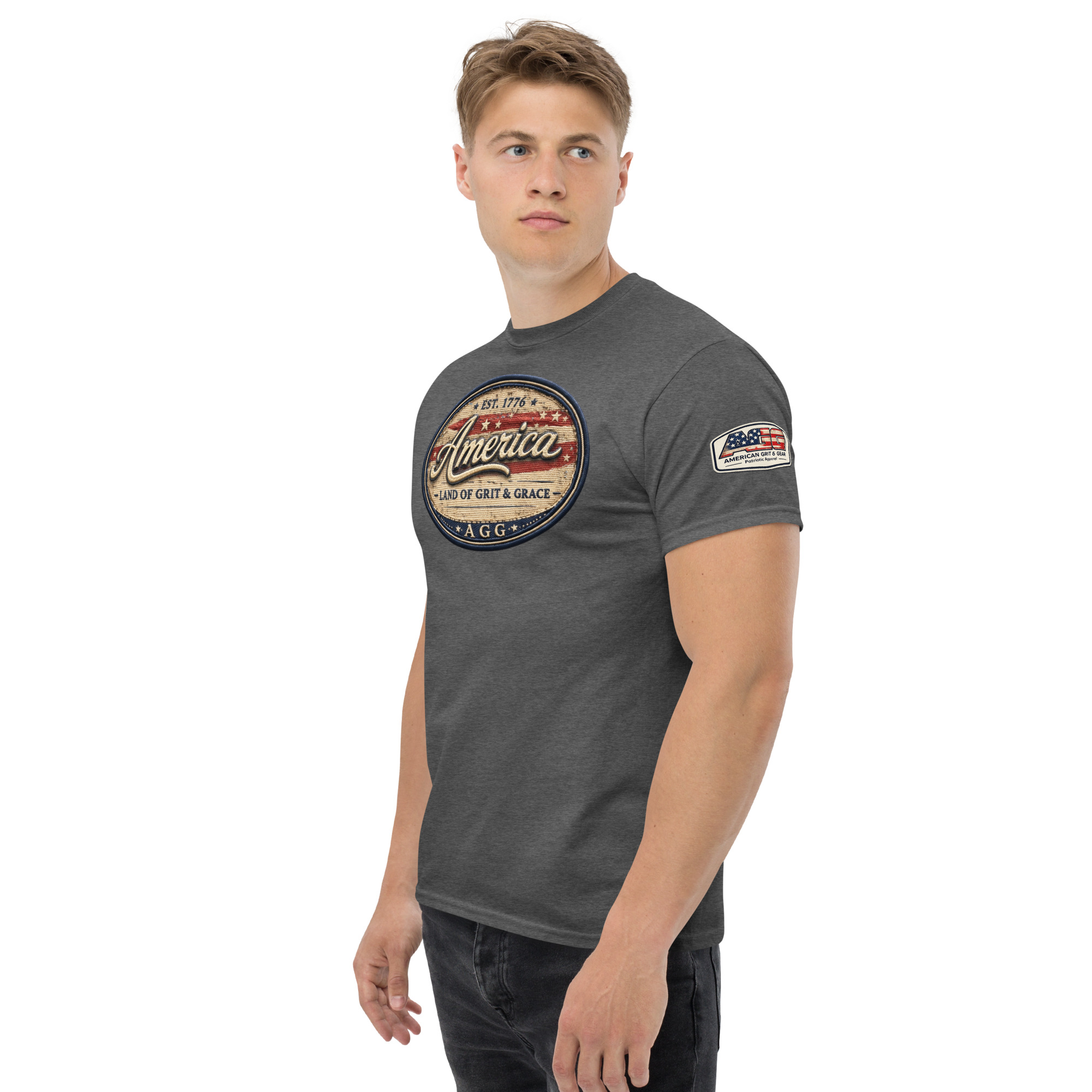 America Heritage – Land of Grit & Grace Unisex Classic Tee | Patriotic American T-Shirt - Image 43