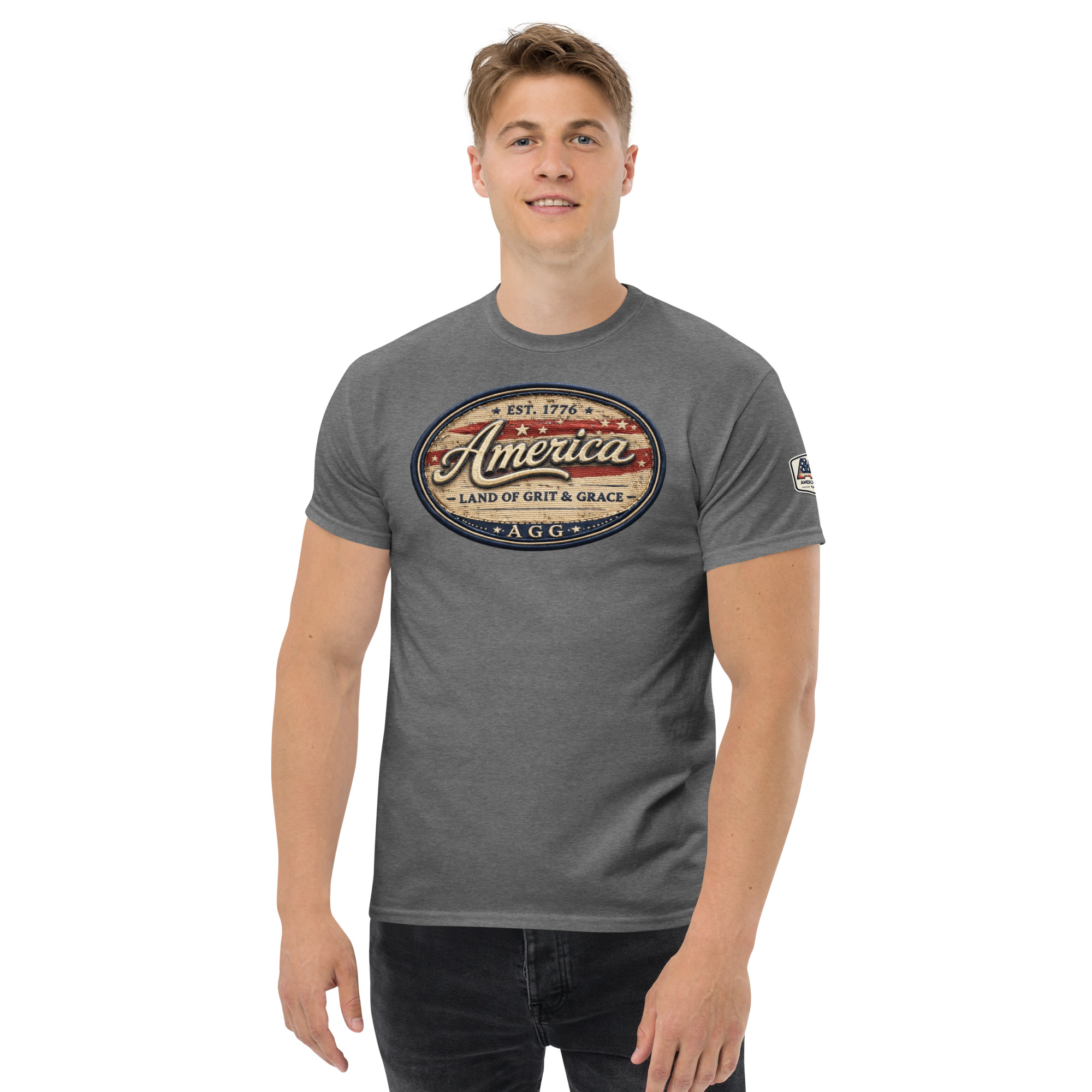 America Heritage – Land of Grit & Grace Unisex Classic Tee | Patriotic American T-Shirt - Image 35