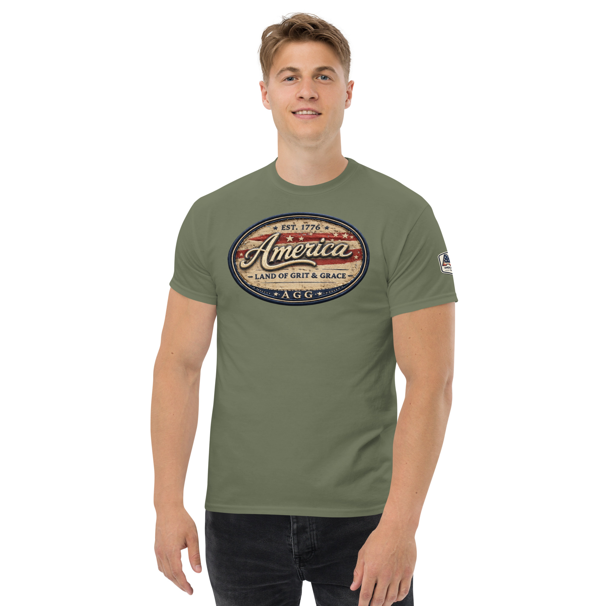 America Heritage – Land of Grit & Grace Unisex Classic Tee | Patriotic American T-Shirt - Image 34