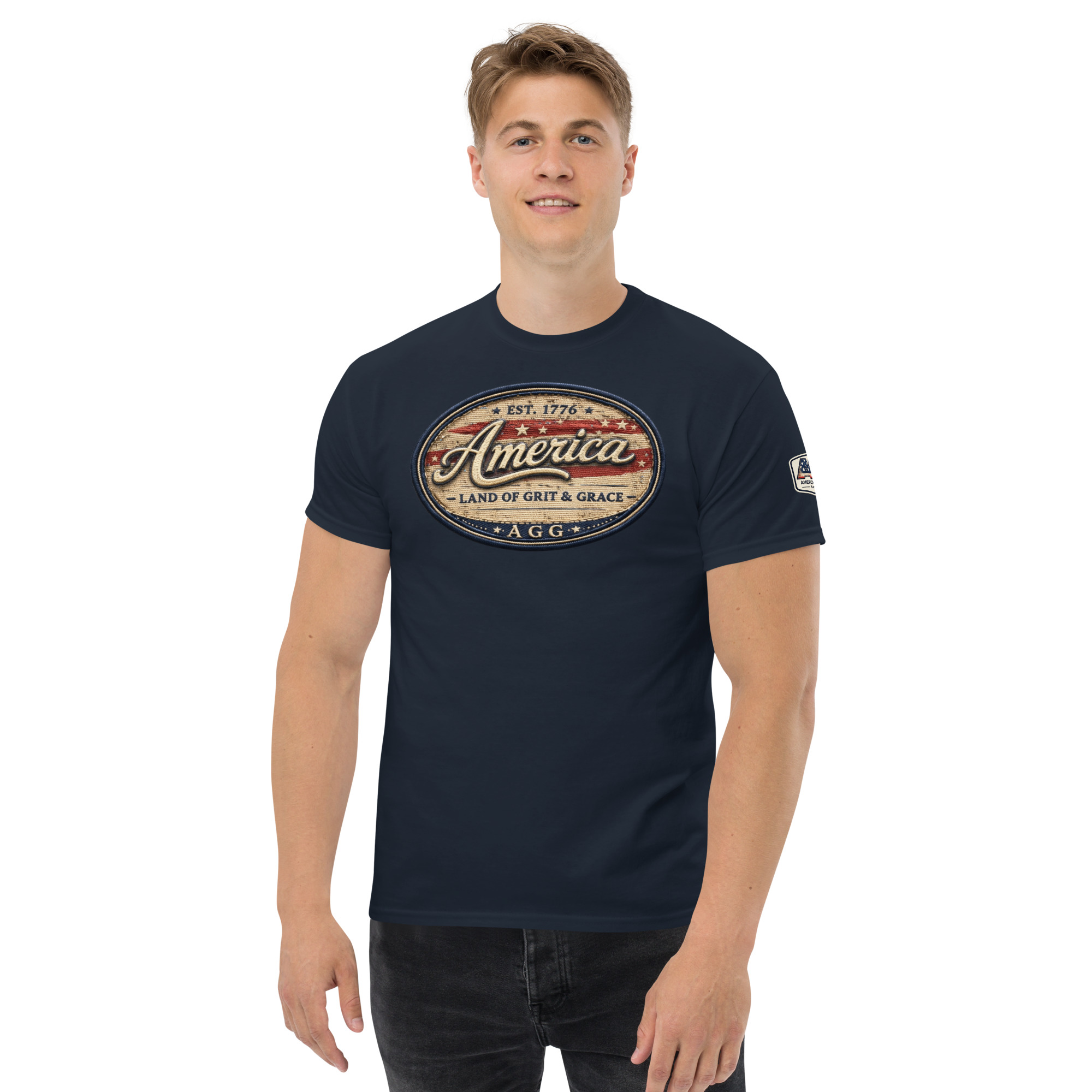 America Heritage – Land of Grit & Grace Unisex Classic Tee | Patriotic American T-Shirt - Image 32