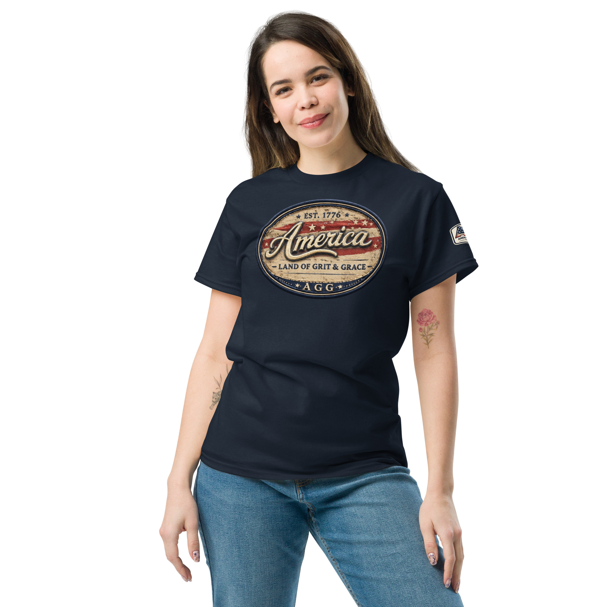America Heritage – Land of Grit & Grace Unisex Classic Tee | Patriotic American T-Shirt - Image 51